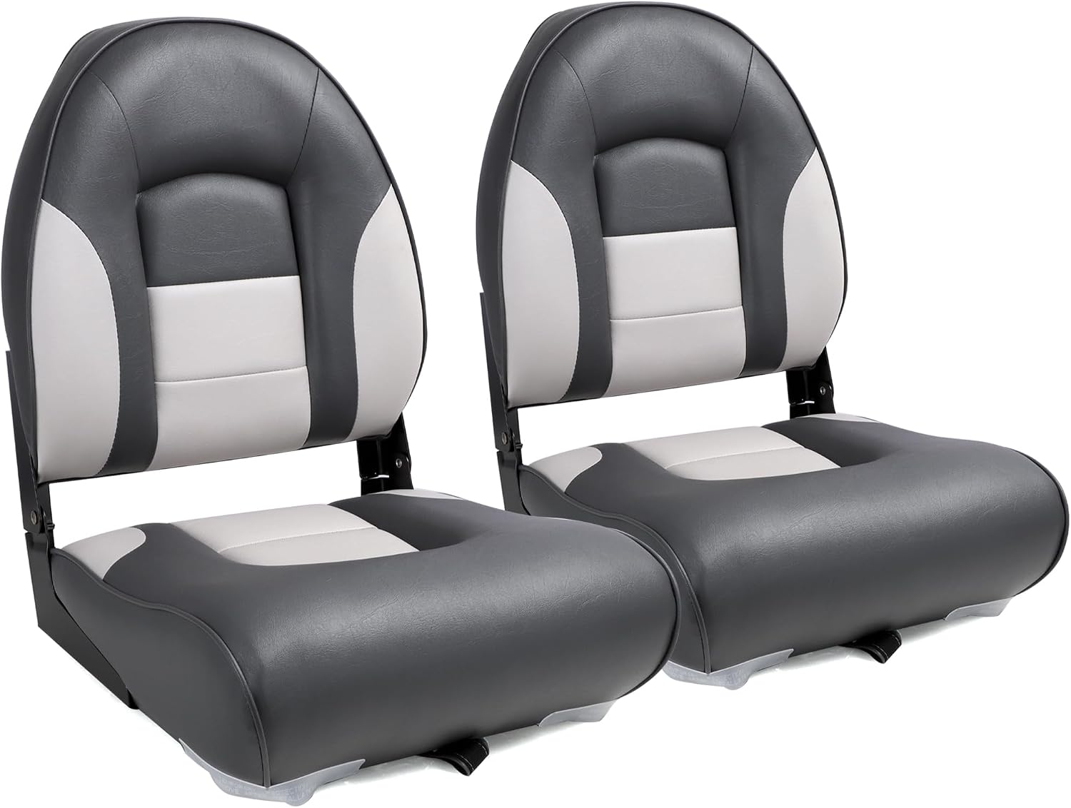 NORTHCAPTAIN Deluxe A Pair of Marine High Back Folding Boat Chair Fishing Boat Seat, for Fishing, Bass/Jon/Pontoon Boat Chairs