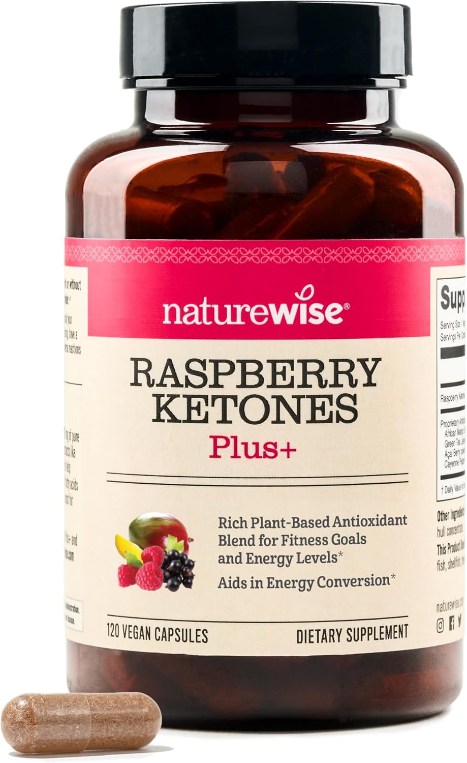 NatureWise Raspberry Ketones Plus with Green Tea Extract, Cayenne Pepper & Acai Berry - Supports Weight Management