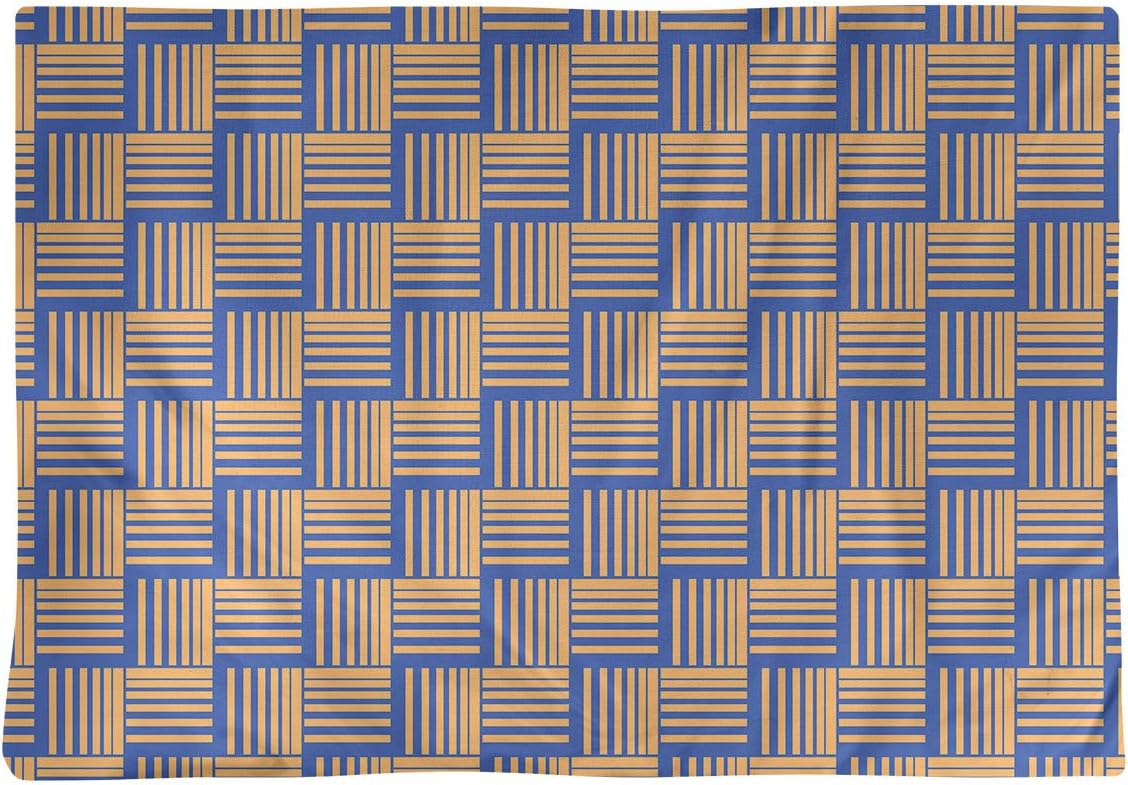 Dana Strider Color Contrast Basketweave Stripes Table Placemat, 18 x 14, Blue & Orange