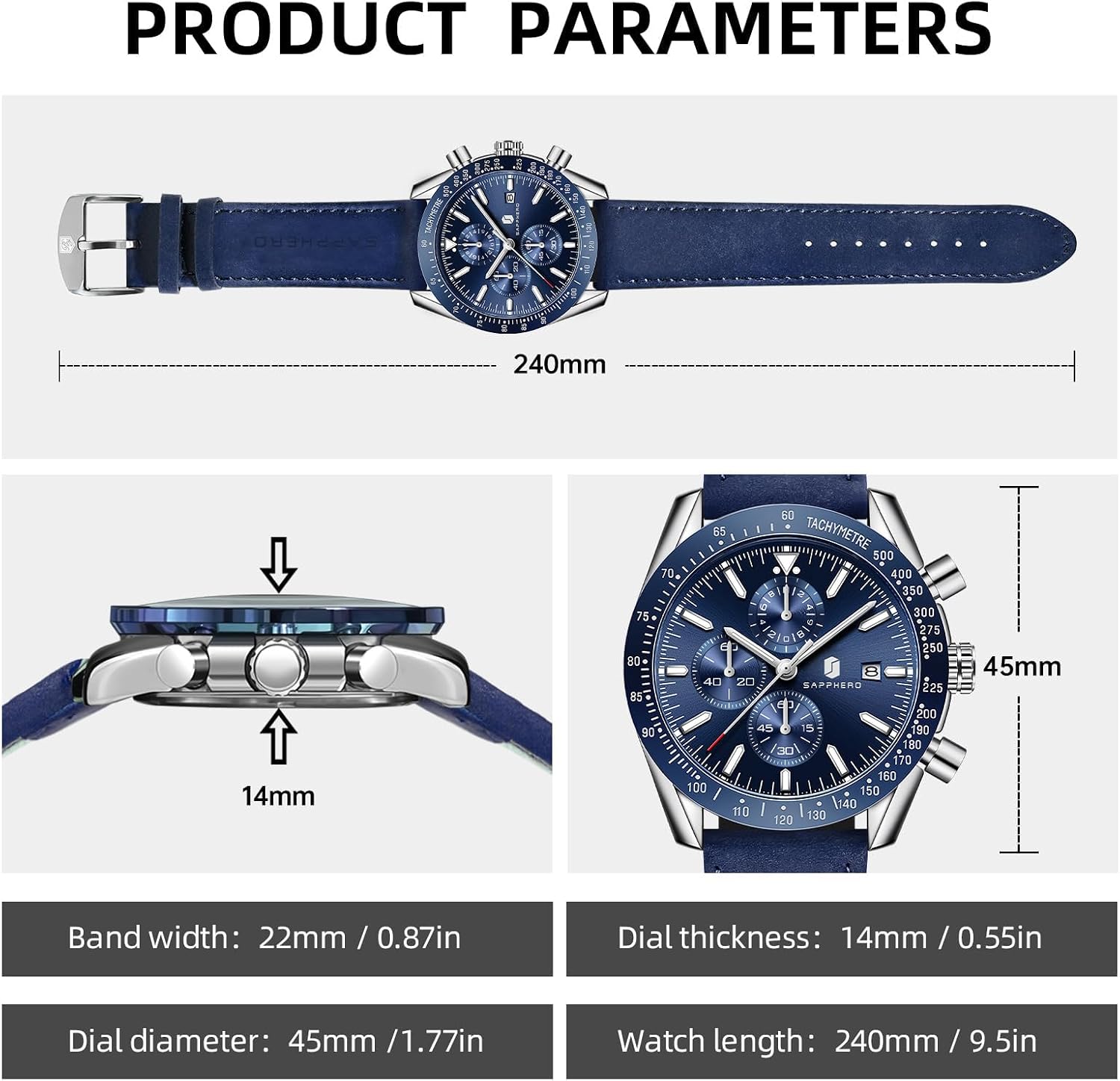 BENYAR Watch for Men Analog Quartz Chronograph Waterproof Luminous Designer Mens Wrist Watches Business Work Sport Casual Dress Watch with Silicone Strap Elegant Gifts for Men