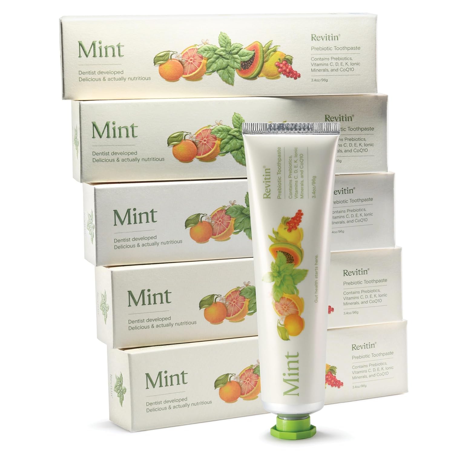 Revitin Toothpaste | Fluoride-Free Prebiotic Citrus Tooth Gel | No SLS, Gluten Free, Dye Free, GMO Free, No Sweeteners | Non-Toxic, Kid Approved