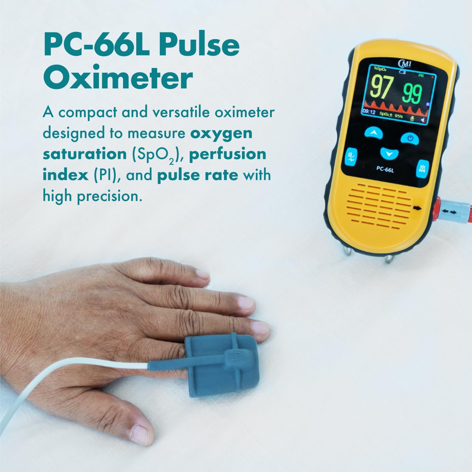 Rechargeable Finger Pulse Oximeter for Adults, Continuous SpO2 & Pulse Rate Readings, Spot Check Mode, Adjustable Alerts, Ideal for Sports