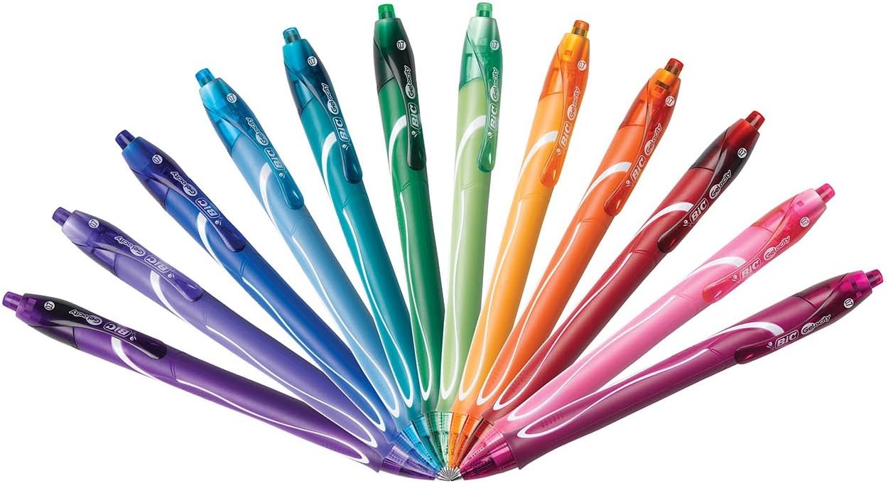 BIC Gelocity Quick Dry Black Gel Pens, Medium Point, 0.7 mm, 12-Count | Quick Dry Ink Resists Smearing | Full-Length Comfort Grip | Ideal for Students and Teachers | 12 Pens in Pack