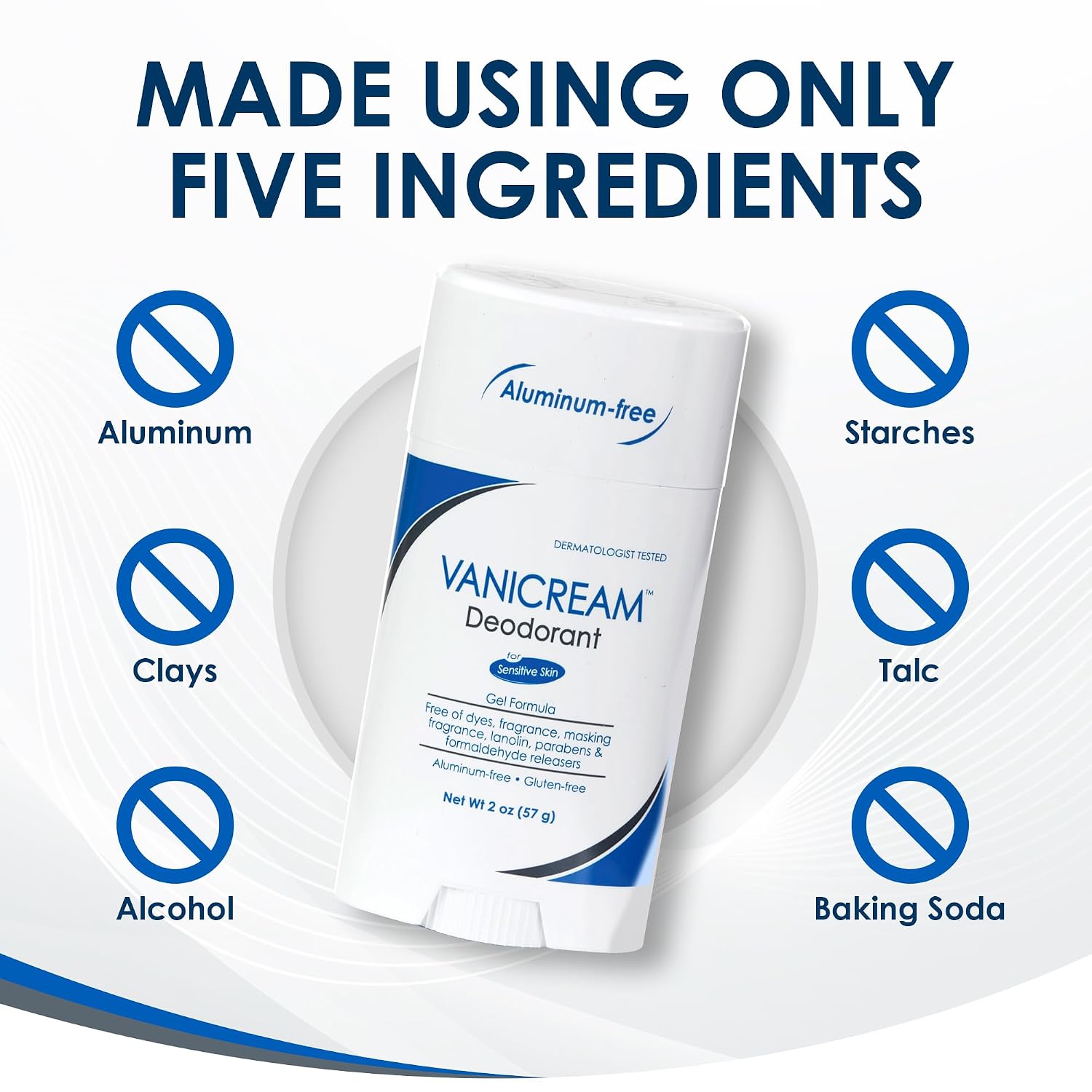 Vanicream Aluminum-Free Gel Deodorant, 2 Oz, Formulated without Common Irritants for Sensitive Skin, Water-Based Gel, Helps Reduce Odor, Unscented