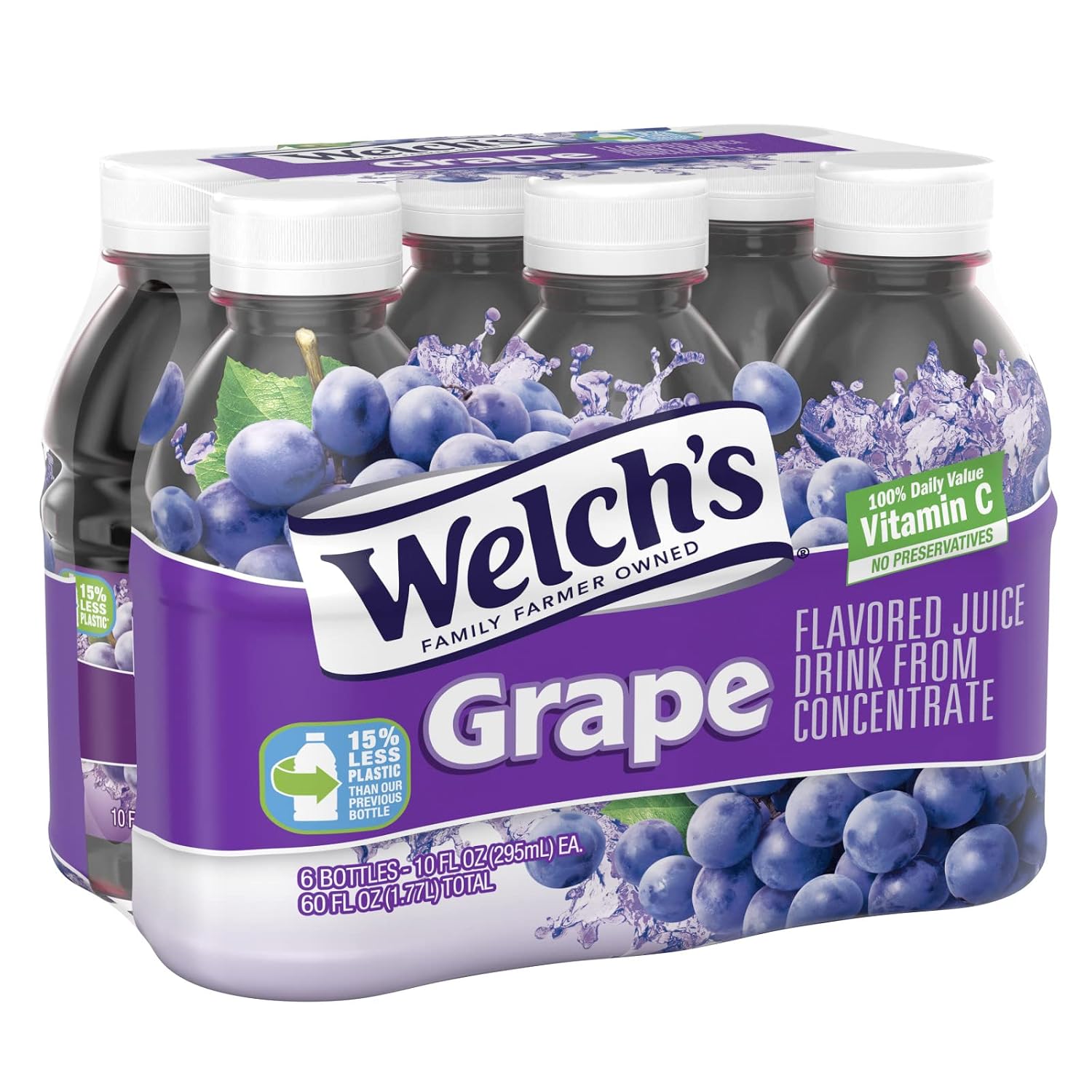 Welch's Juice Cocktail, No Preservatives, Concord Grape, 16 Ounce (Pack of 12)