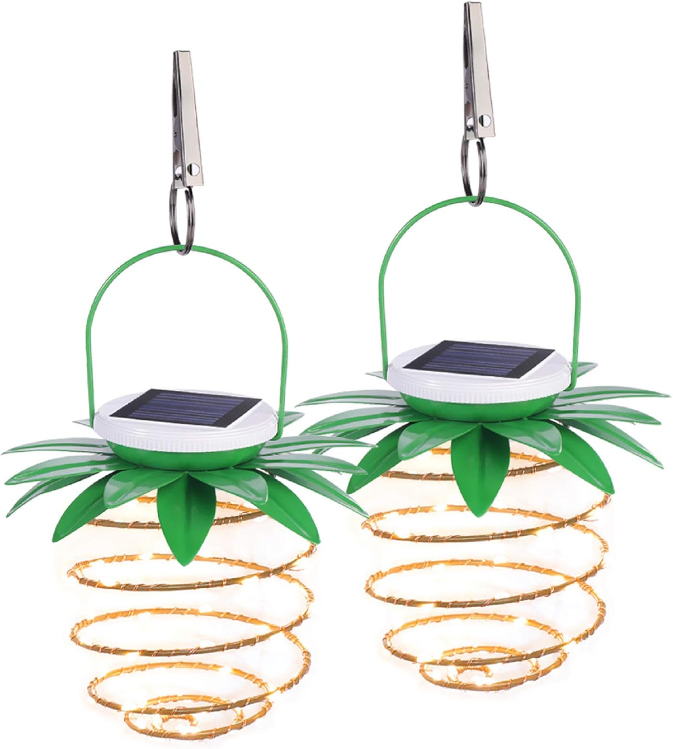 2 Pack Pineapple Solar Lights Outdoor Waterproof Garden Hanging Lamp 60 LED Dusk to Dawn Sensor Solar Lantern Lamp for Patio Yard Pathway Porch