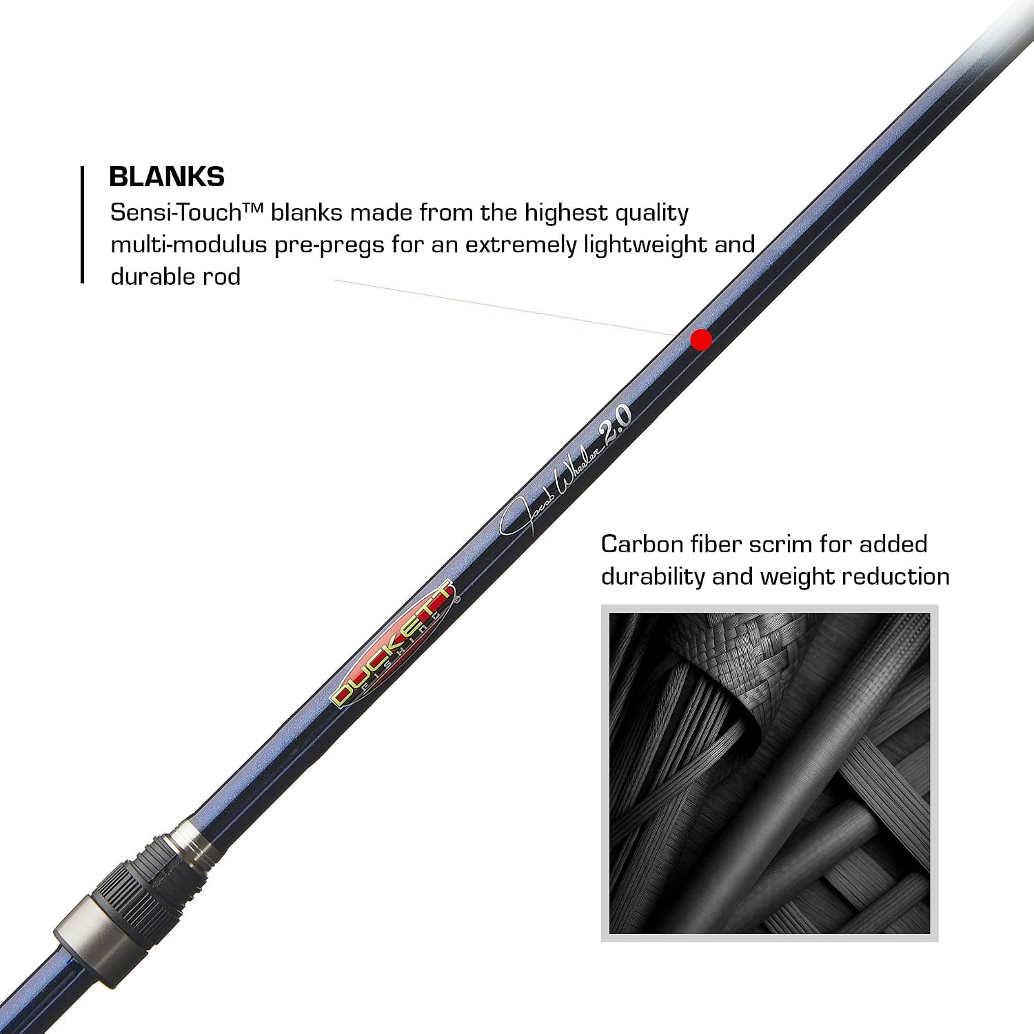 Duckett Fishing Jacob Wheeler Signature 2.0 Casting Rods, Spinning & Crankin' Rods, Pro Angler Designed, Extremely Lightweight & Balanced Sensi-Touch Multi-Modulus Blanks