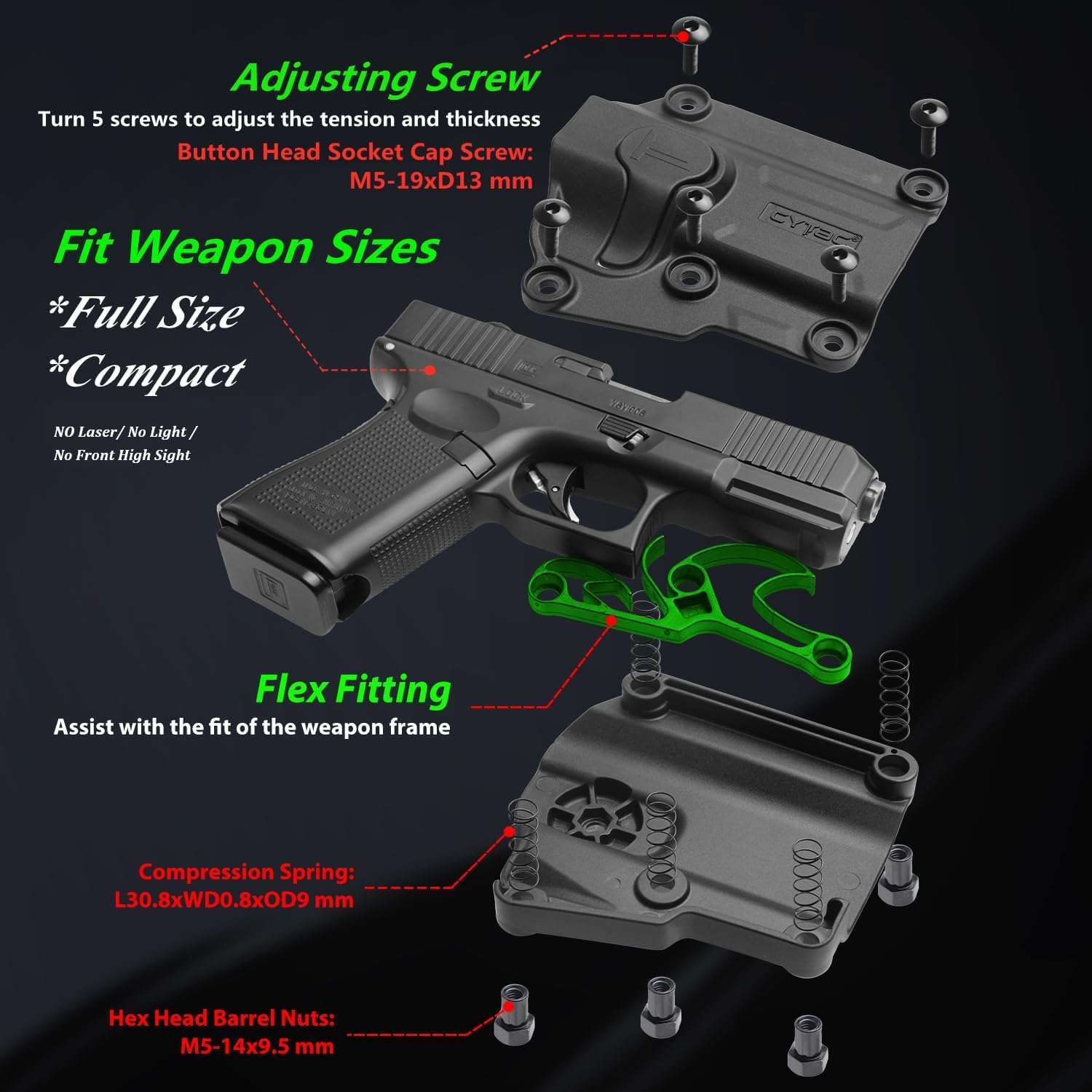 Universal OWB Holster for Most Compact/Full Size Pistols