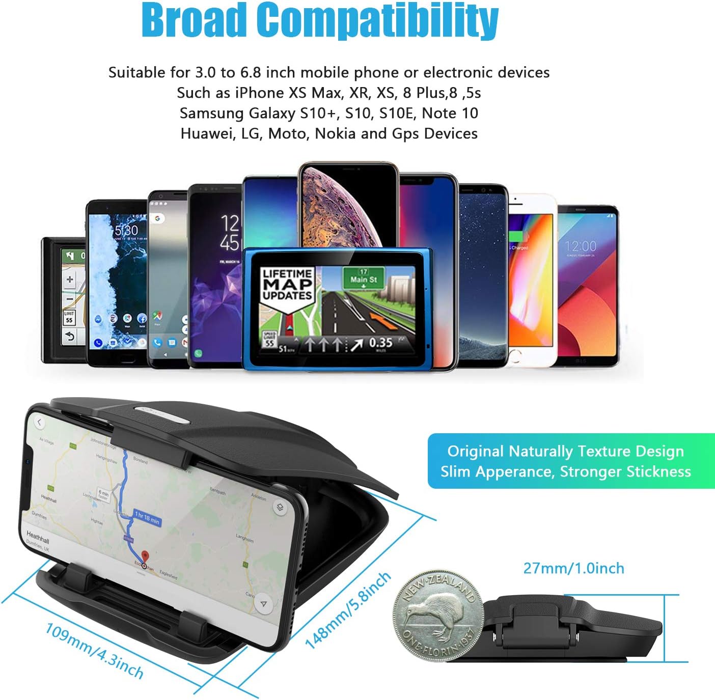 GPS Holder for Car, GPS Dash Mount for Garmin, Nuvi Drive Dezl Drivesmart, Tomtom, Magellan Roadmate, Rand McNally, Navman