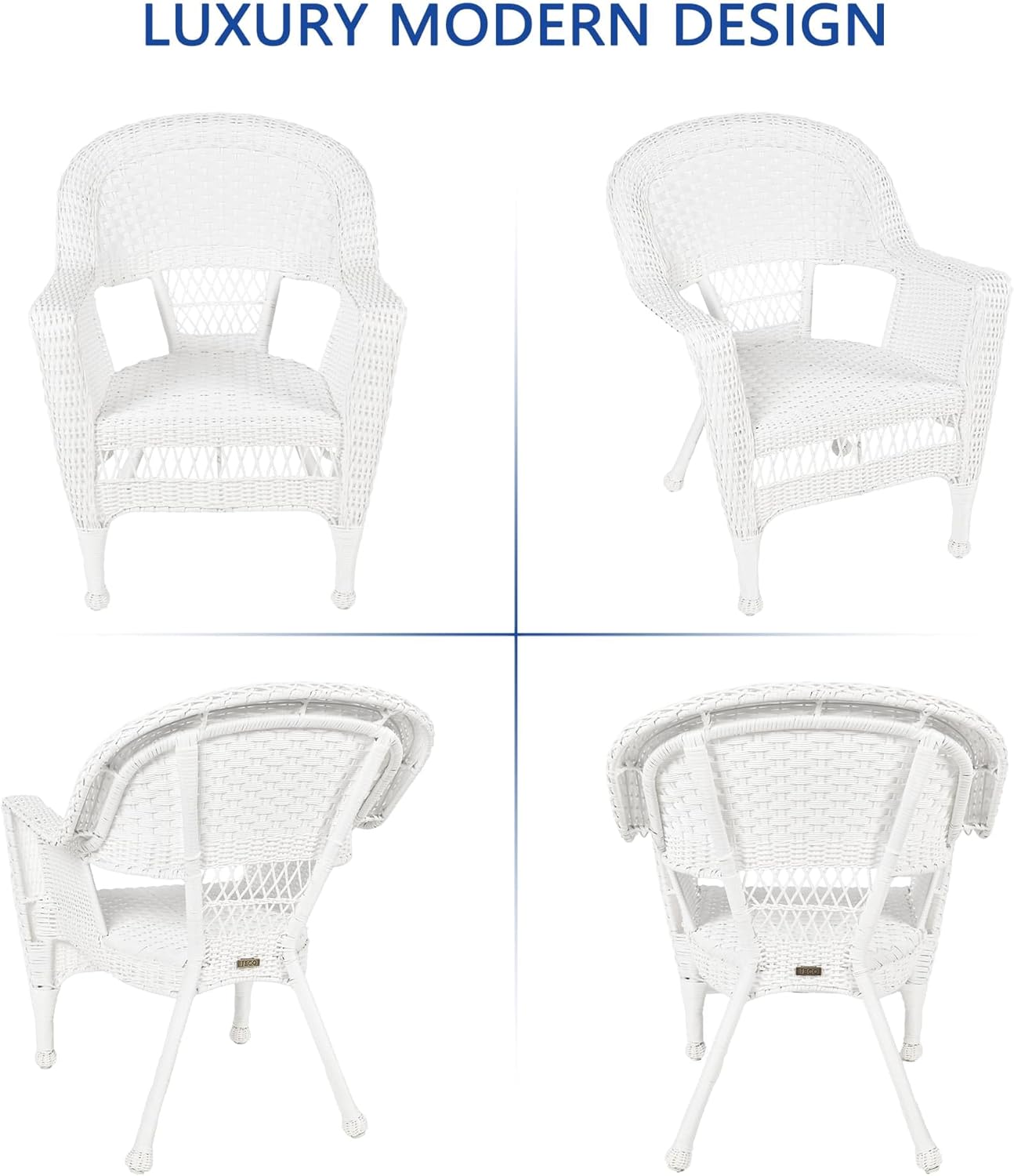 Jeco Wicker Chair with Red Cushion, Set of 2, White/W00206-
