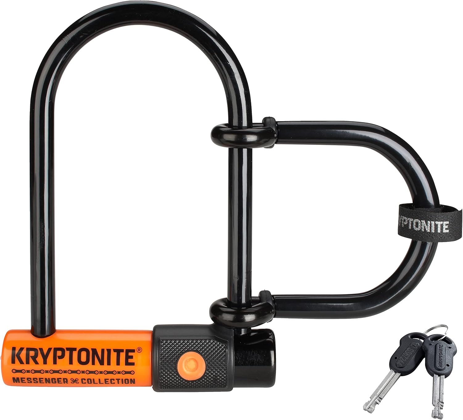 Kryptonite Messenger Mini Bike U-Lock with Wheel Extender, Heavy Duty Anti-Theft Bicycle U Lock, 11mm Steel Shackle with Keys