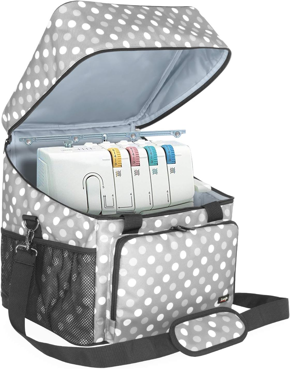 LUXJA Serger Machine Carrying Case with Bottom Wooden Board, Gray