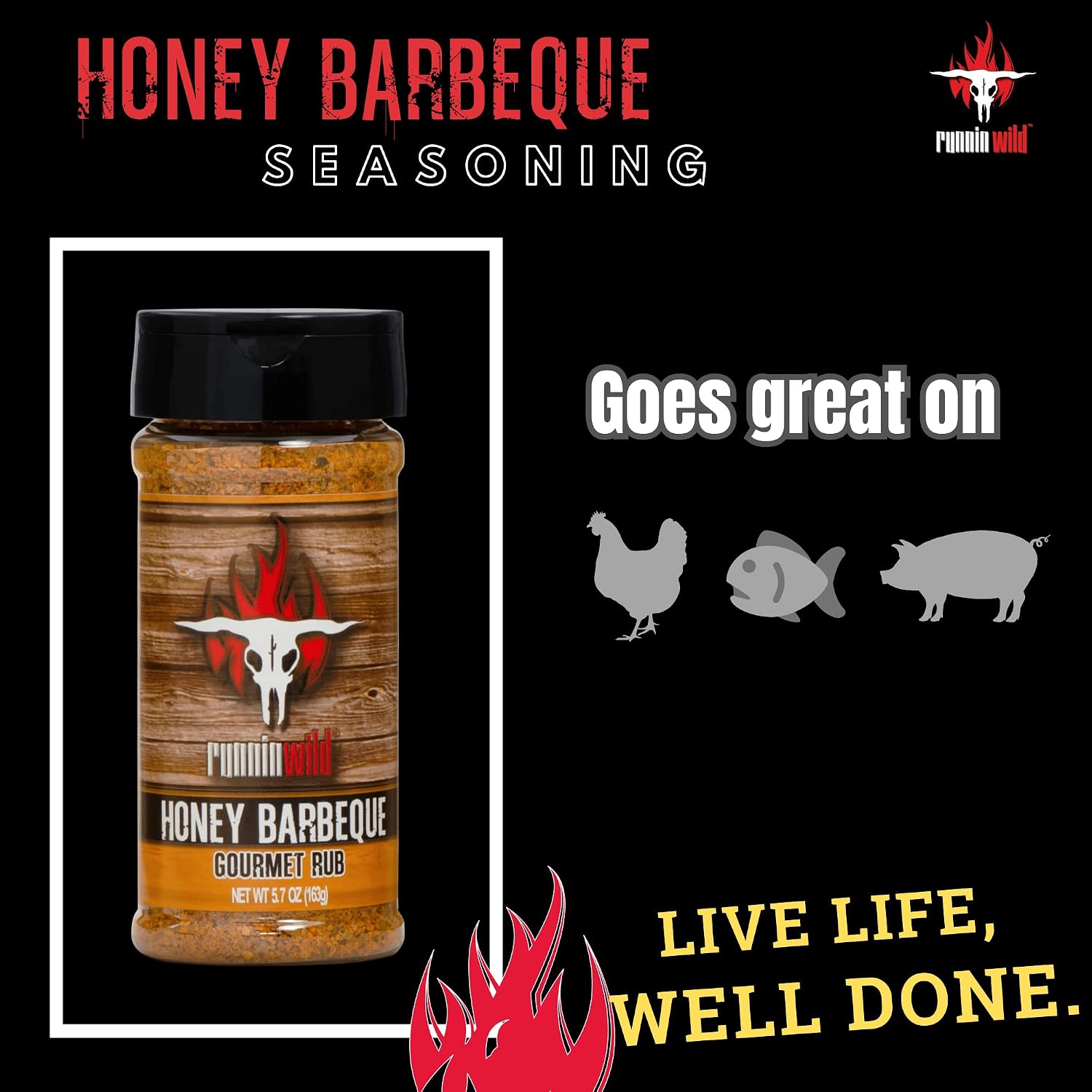 Gourmet Honey BBQ Rub & Seasoning – Delicious Sweet & Smoky Flavor for Pork, Chicken, Ribs & Salmon | Premium BBQ Dry Rub | Runnin’ Wild Foods