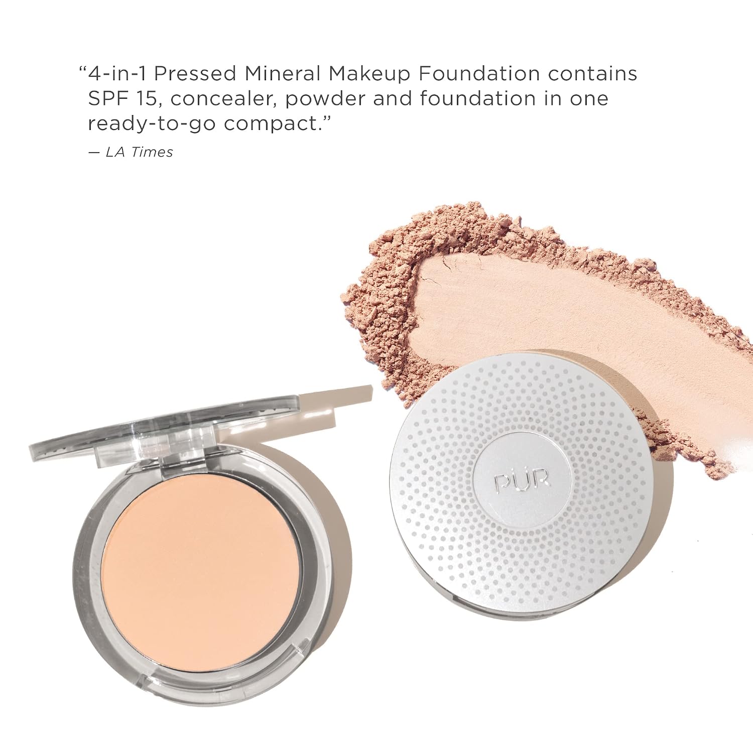 PÜR 4-in-1 Pressed Mineral Makeup Powder Foundation with SPF 15 | Buildable Foundation Coverage - Smooth, Even-Looking Complexion Makeup Delivers Custom Coverage and Comfortable Everyday Wear