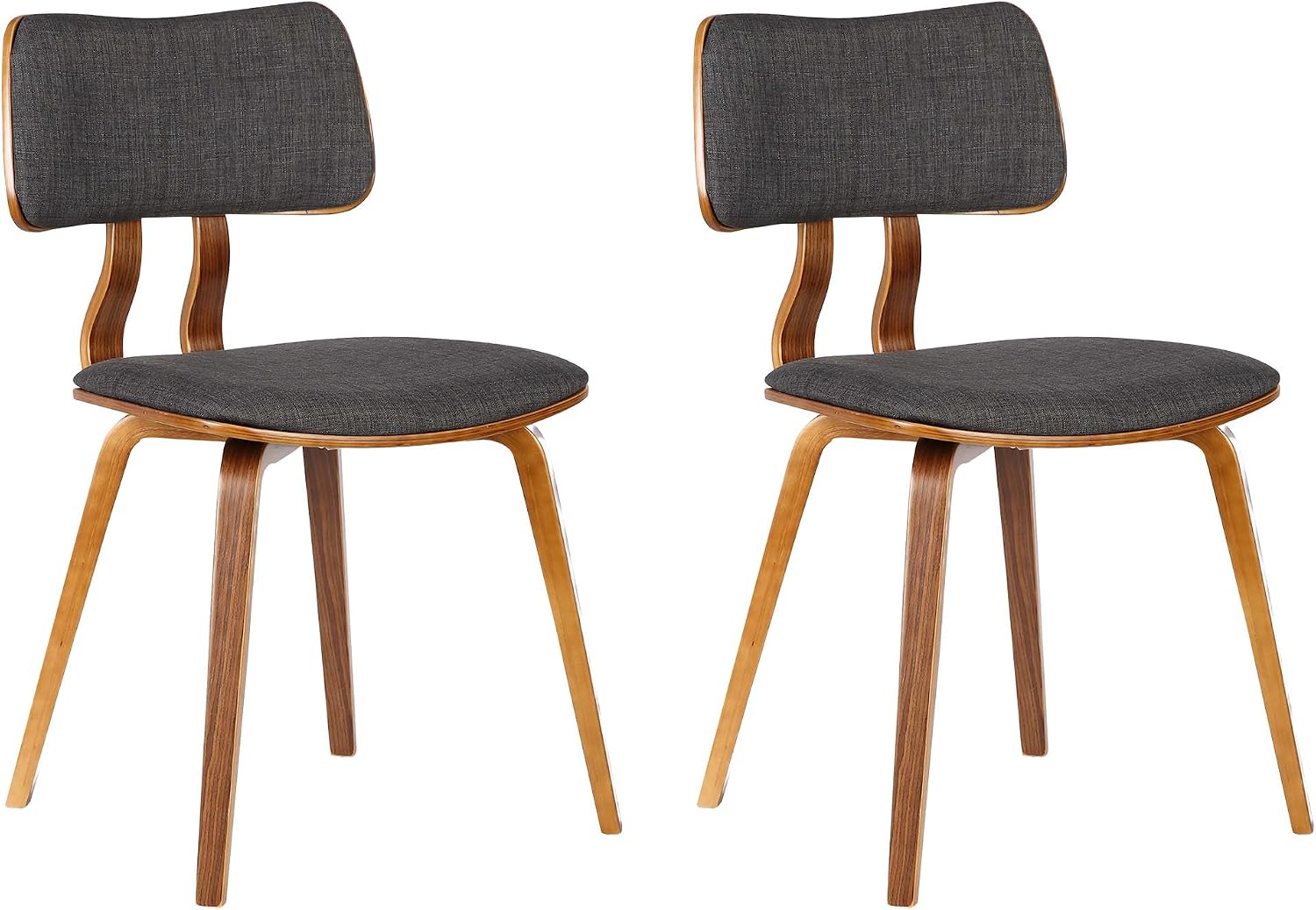 Armen Living Jaguar Dining Chair in Charcoal Fabric and Walnut Wood Finish,Charcoal/Walnut Finish 20D x 18W x 29H in
