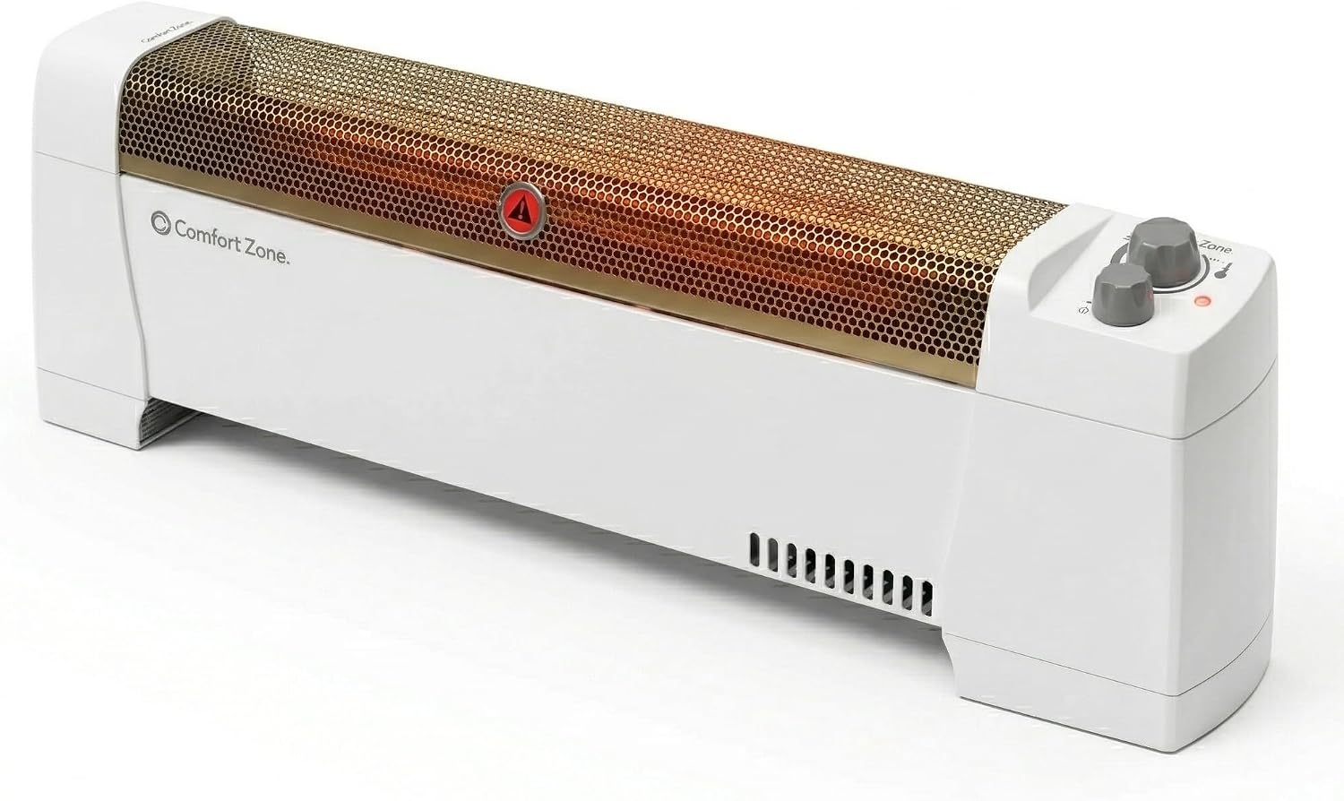 Comfort Zone Electric Baseboard Space Heater with Adjustable Thermostat, Dent-Proof End Panels, Overheat Protection, Tip-Over Switch, & Stay-Cool Body, Ideal for Home, Bedroom, & Office, 1,500W, CZ600