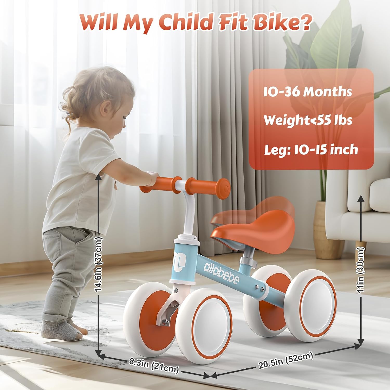 Baby Balance Bike, Cute Toddler Bikes 12-36 Months Gifts for 1 Year Old Girl Bike to Train Baby from Standing to Running with Adjustable Seat Silent & Soft 3 Wheels