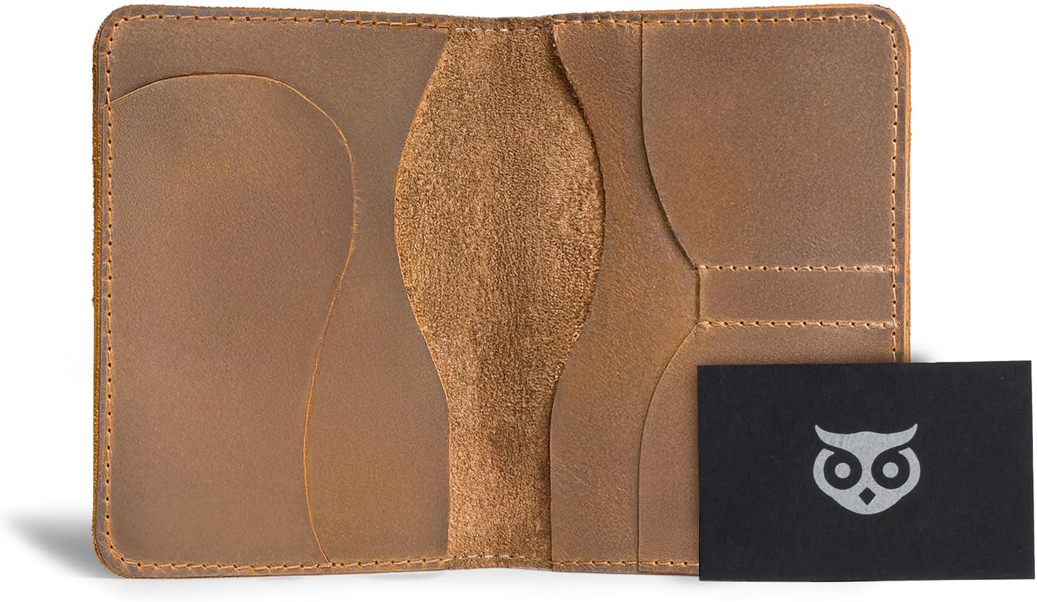 Hide & Drink, Double Passport Cover with Slots for Bills and Keys, Rustic Case, ID Organizer, Full Grain Leather, Handmade Accessories, Bourbon Brown