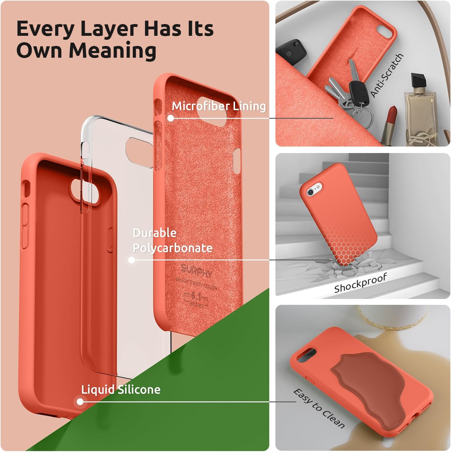 SURPHY Designed for iPhone SE Case, iPhone 8 Case, iPhone 7 Case, Liquid Silicone Phone Case for iPhone se 3rd 2nd SE 2022 SE 2020, Blue