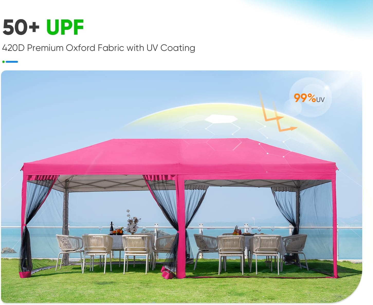 Quictent 10'x10' Pop up Screened Canopy Tent with Mosquito Netting | Portable Easy up Outdoor Screen House Shelter for Patio, Camping and Picnic, Includes Wheeled Carry Bag