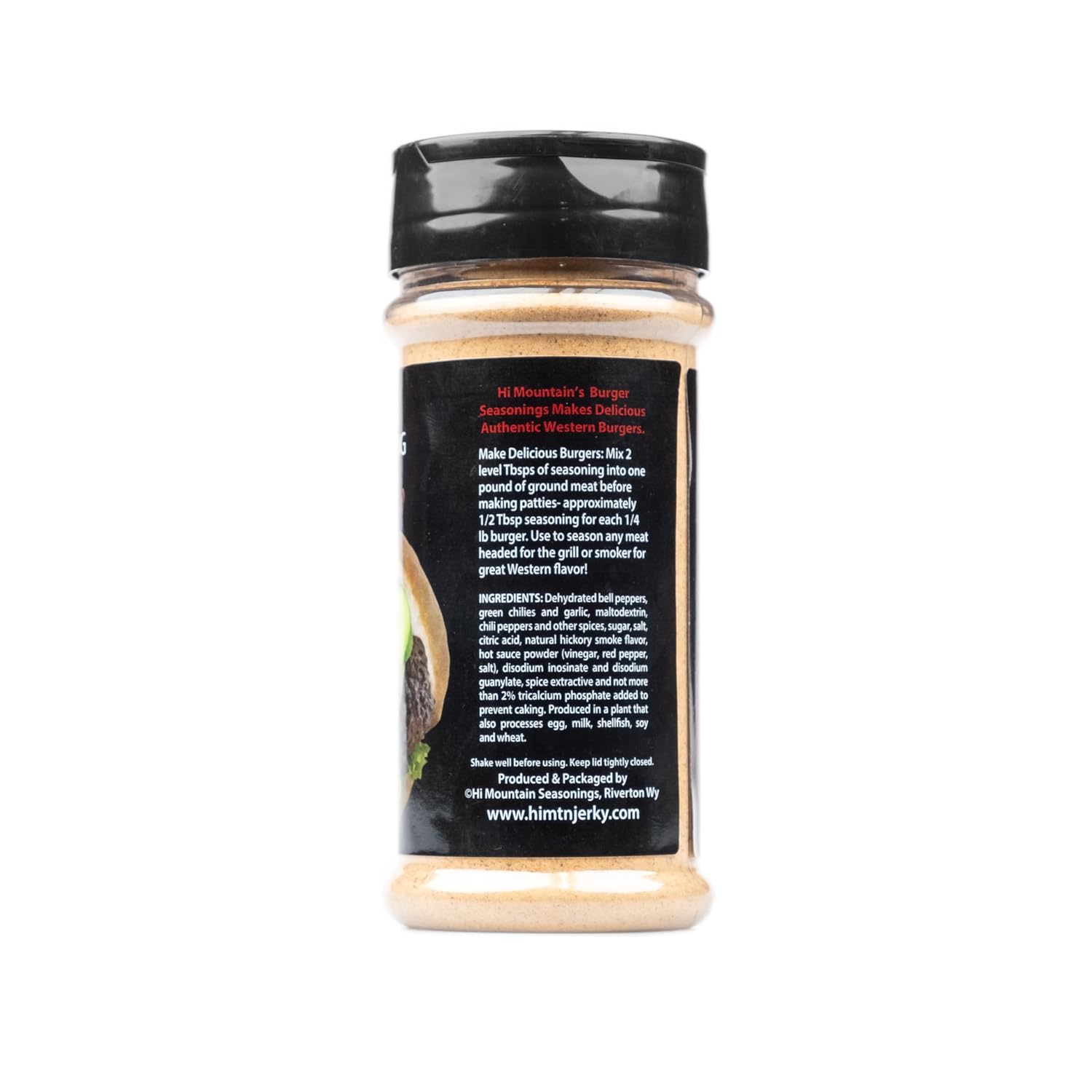 Hi Mountain Hickory Burger Seasoning | Smoked Hamburger Seasoning | Smoked hickory burger seasoning with garlic for rich grilled flavor on beef, turkey, chicken and venison burgers.