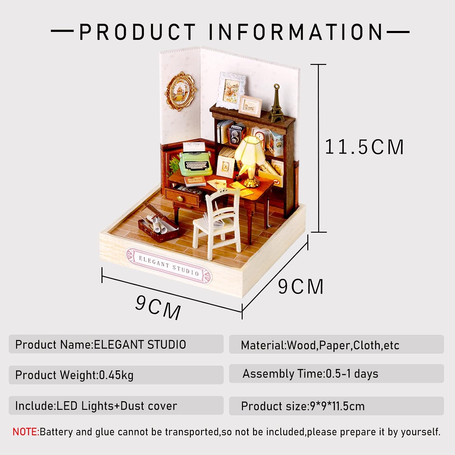CUTEROOM DIY Doll Room Miniature Furniture Wooden House Kit-Study Room