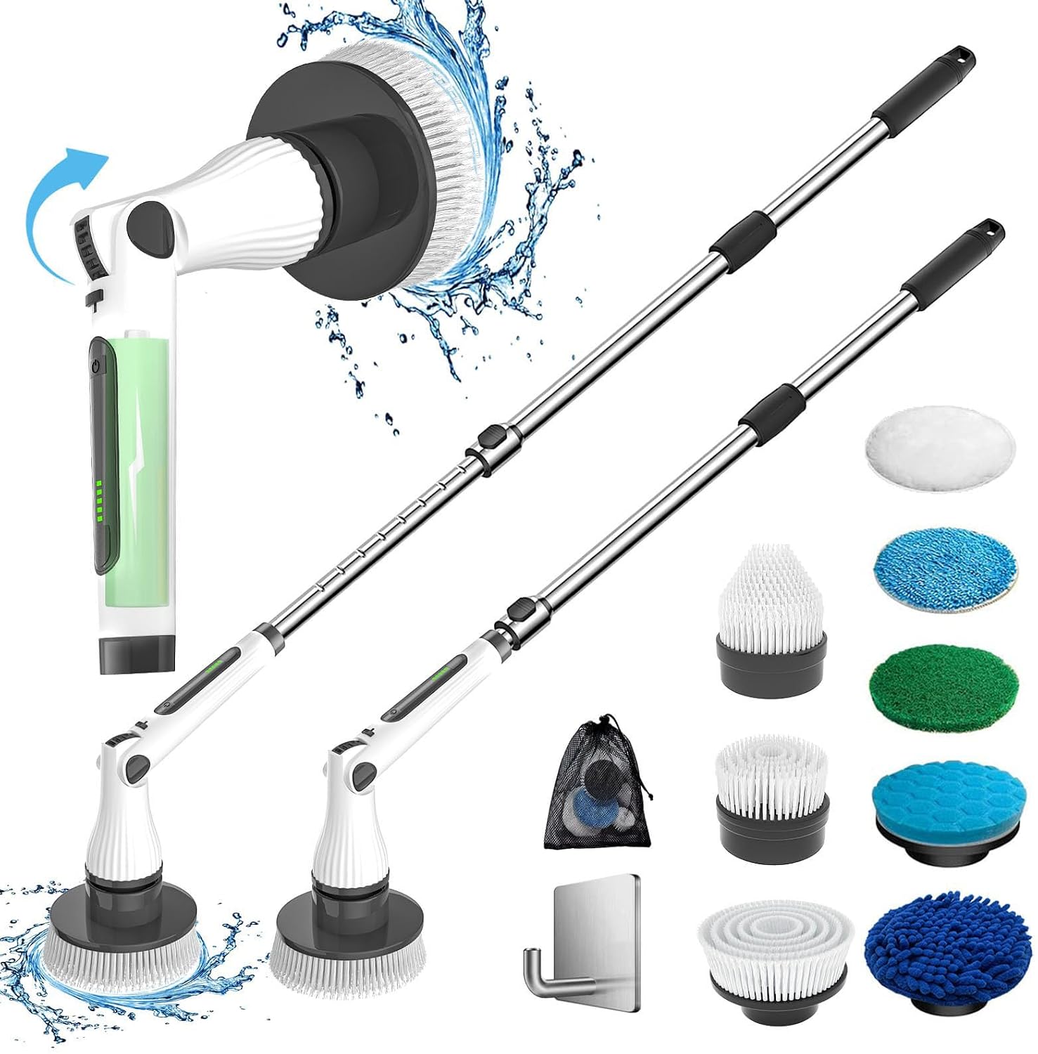 Electric Spin Scrubber, 8 in 1 Electric Cleaning Brush, Cordless Rechargeable Scrub Brush with 8 Replaceable Brush Heads