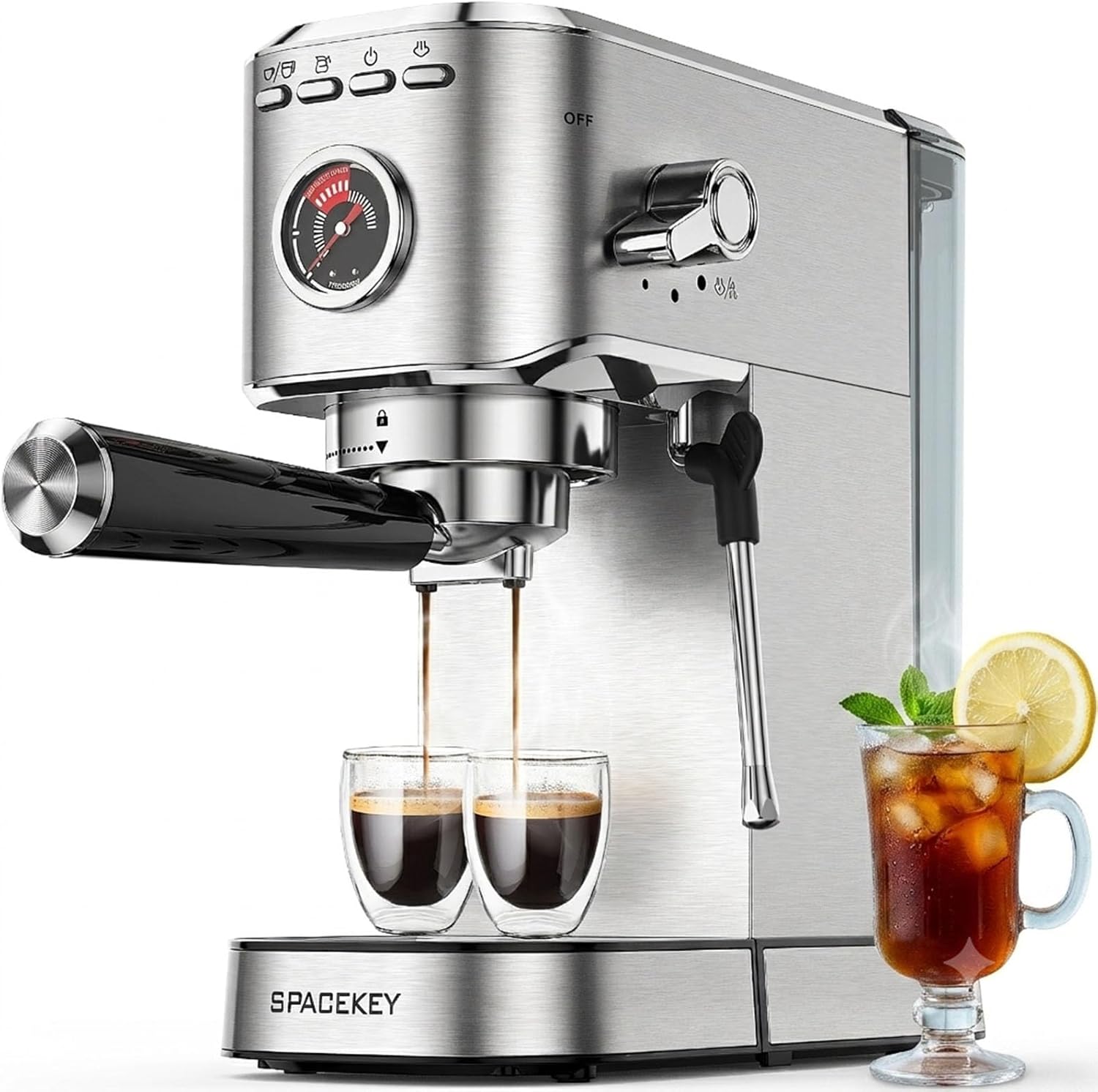 Spacekey Espresso Machine with Milk Frother, 20 Bar Compact Expresso Coffee Machines for Home