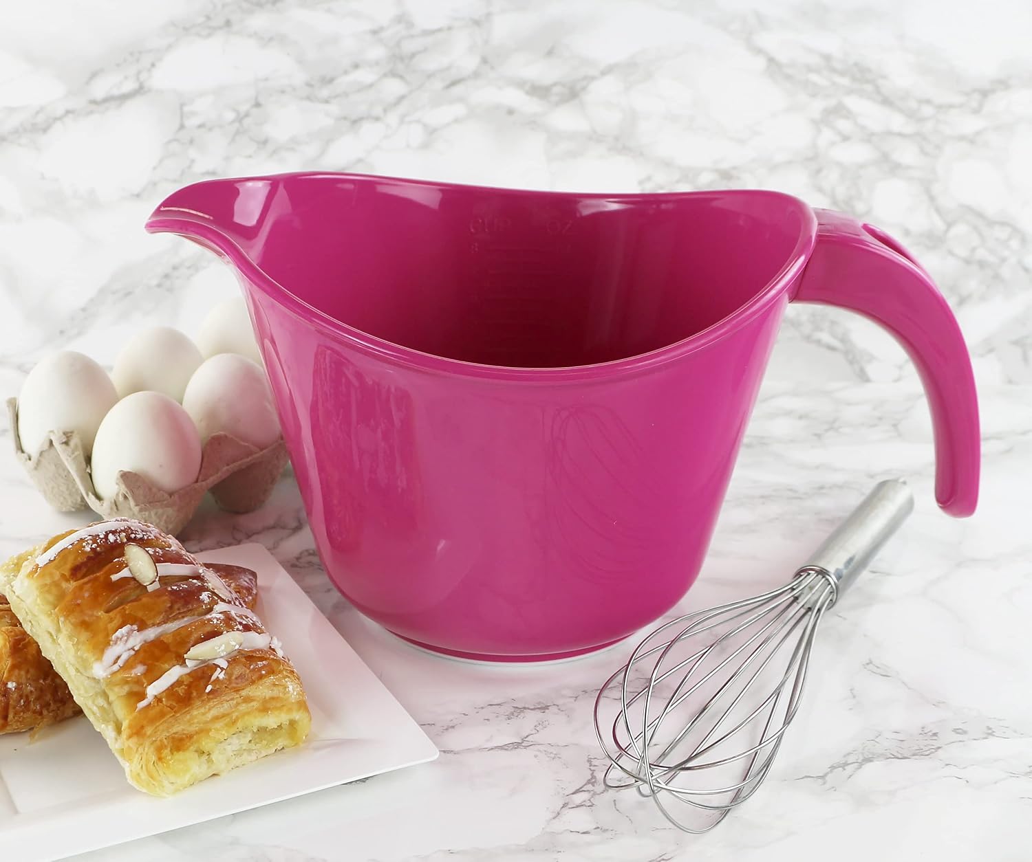 Reston Lloyd, Batter Bowl With Pour Spout, Non-Slip Base, Erogonomic Space Saving Detachable Handle, 2 QT Heavy Duty BPA-Free Microwave & Dishwasher Safe, Plum