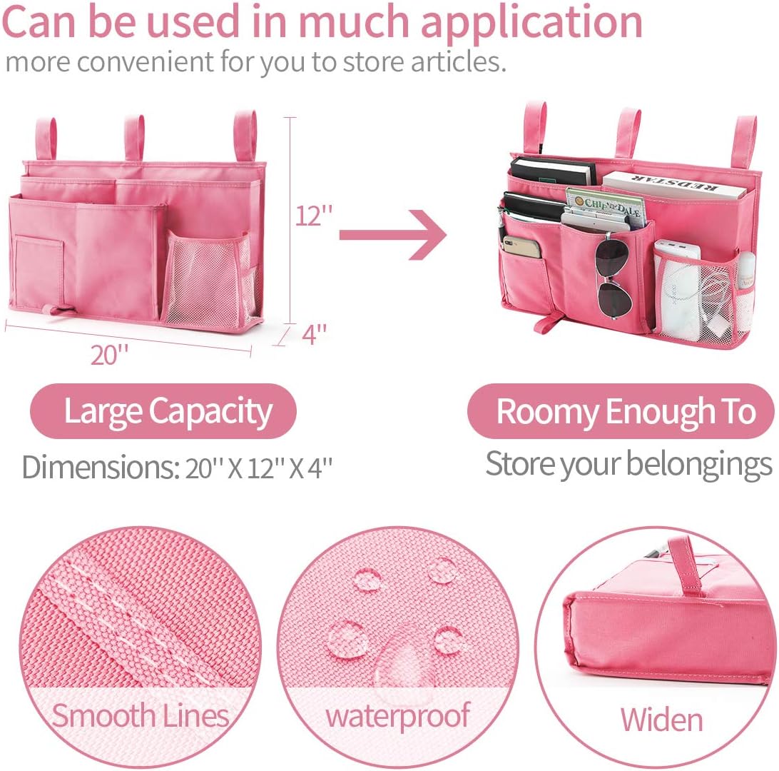 Bseash Bunk Bed Organizer, Bedside Caddy Hanging Bed Organizer Storage Bag 8 Pockets, for College Dorm Rooms Bed, Hospital Bed, Baby Bed Rails