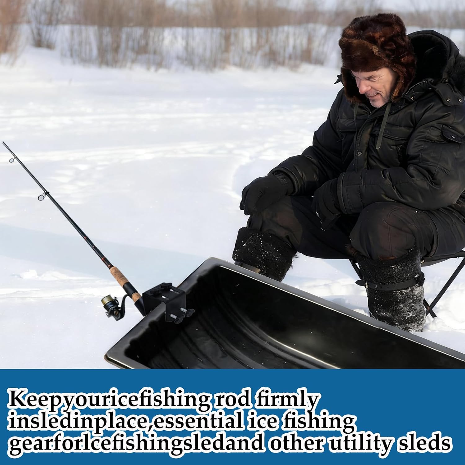 Metal Adjustable Ice Fishing Sled Rod Holder Upgraded 1.5-3.26inch Ice House Sled Rod Holder Heavy Duty Compatible Hands-Free Ice Fishing Pole