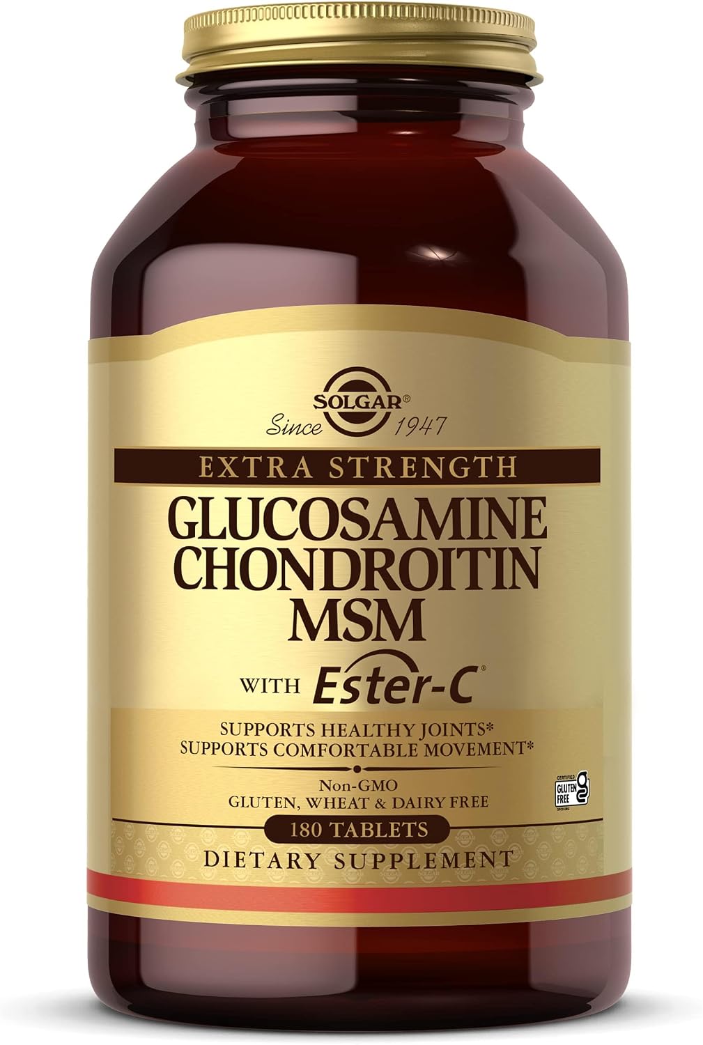 Solgar Extra Strength Glucosamine Chondroitin MSM w/Ester-C, 180 Tablets | Promotes Healthy Joints, Supports Comfortable Movement & Collagen Formation