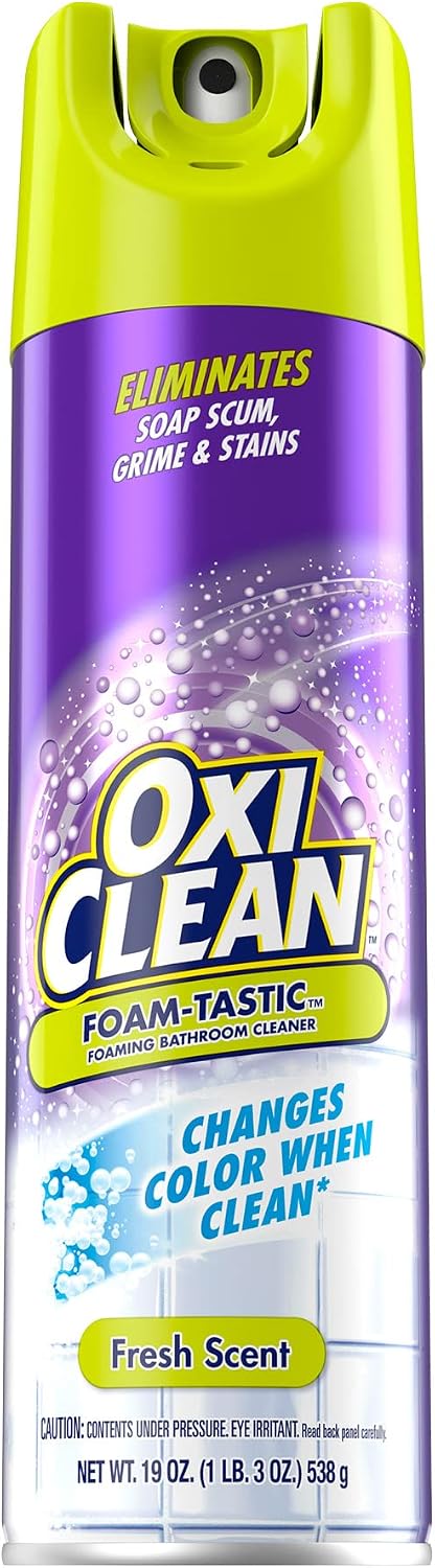 Kaboom Foam-Tastic Foaming Bathroom Cleaner, Fresh Scent, Spray Can, Eliminates Soap Scum, Grime and Stains,, 19 Oz (Pack of 8)