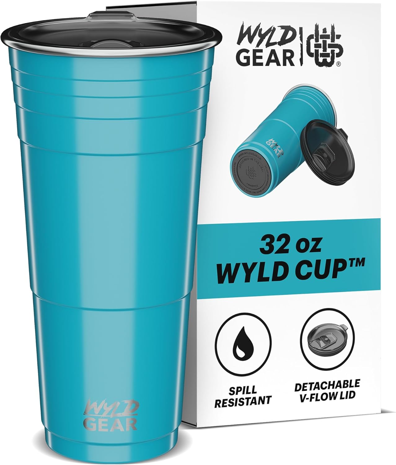 Wyld Gear Party Cup 24oz Red Stainless Steel Reusable Metal Cup with Lid