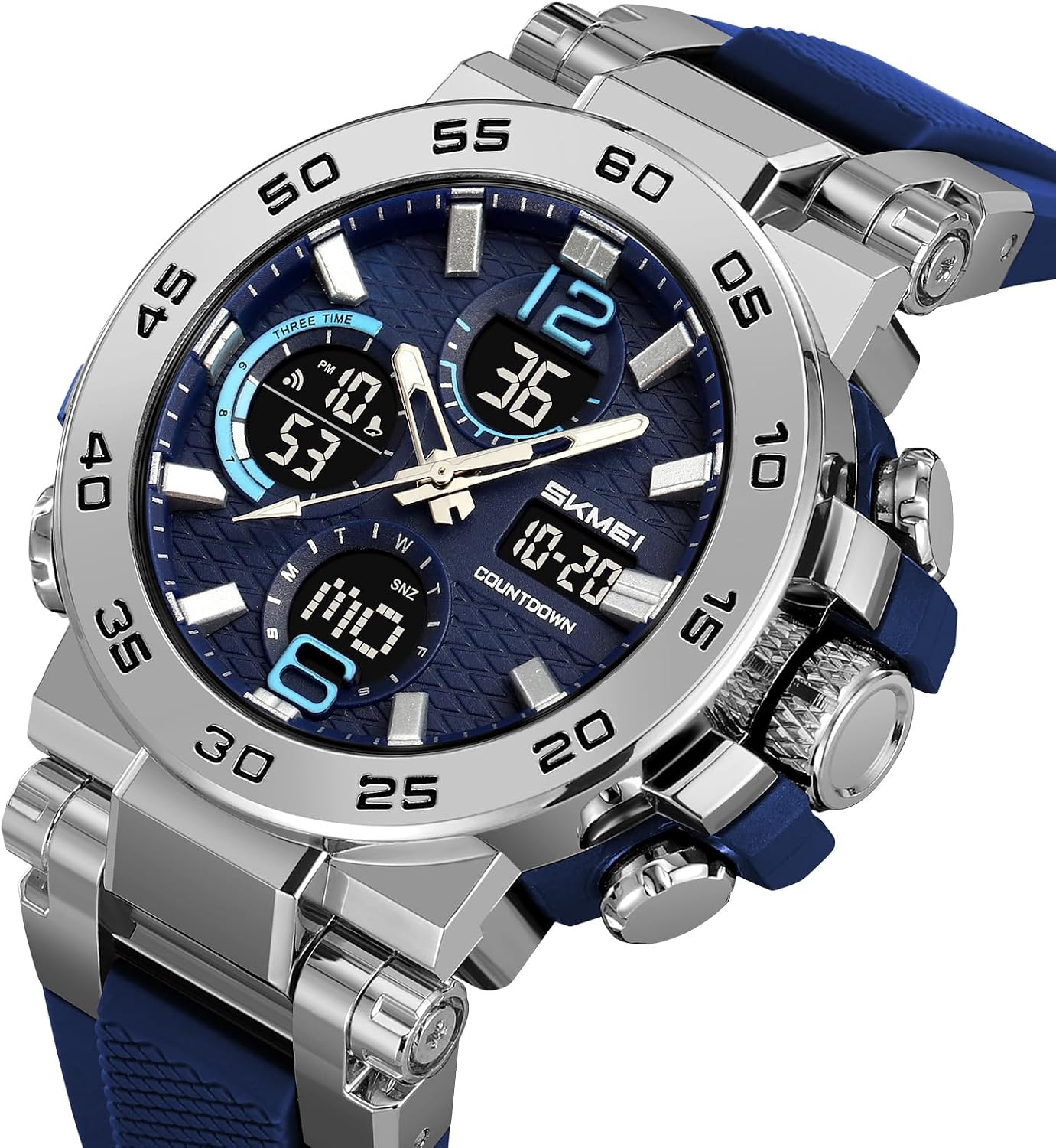 FANMIS Men's Analog Digital Sport Watch Military Dual Display 50M LED Watch | Men's Dual Display Sports Watches With Led Backlight Alarm Stopwatch 12/24h Time Outdoor Running Swimming