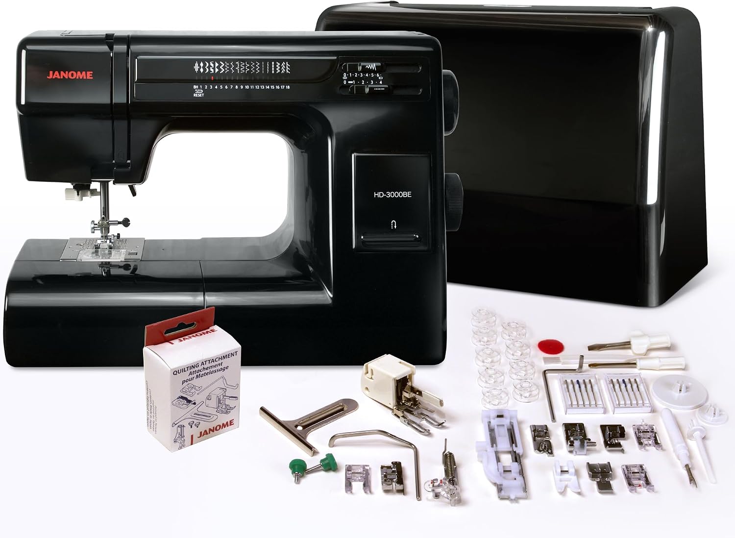 Janome Heavy Duty HD-3000 Black Edition Sewing Machine with Bonus 6 Piece Quilting Kit