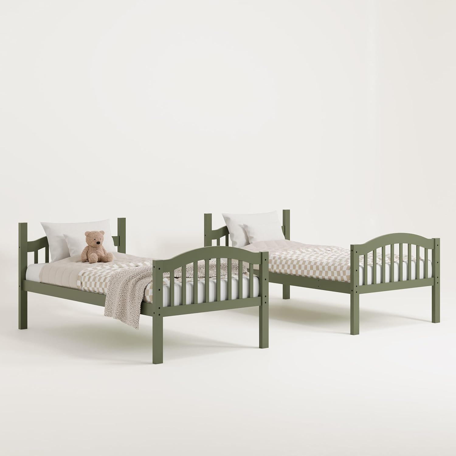 Storkcraft Long Horn Twin-Over-Twin Bunk Bed, White | GREENGUARD Gold Certified, Converts to 2 Individual Twin Beds, Wood Bunk Bed for Kids Bedroom, No Box Spring Required