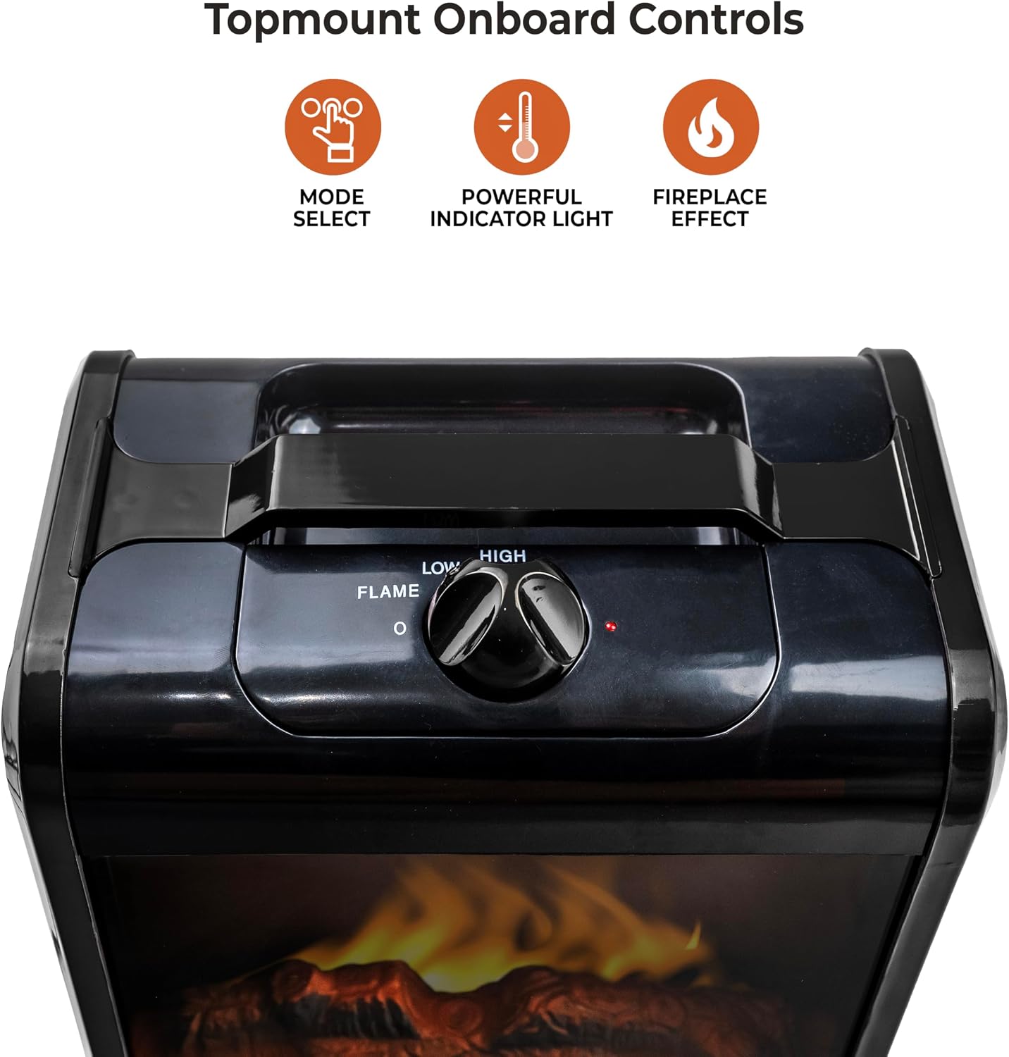 Comfort Zone Electric Mini Fireplace Space Heater with Realistic 3D Flame, Stay-Cool Body, Carry Handle, Overheat Sensor, and Safety Tip-Over Switch, Ideal for Home, Bedroom, & Office, 1,200W, CZFP1