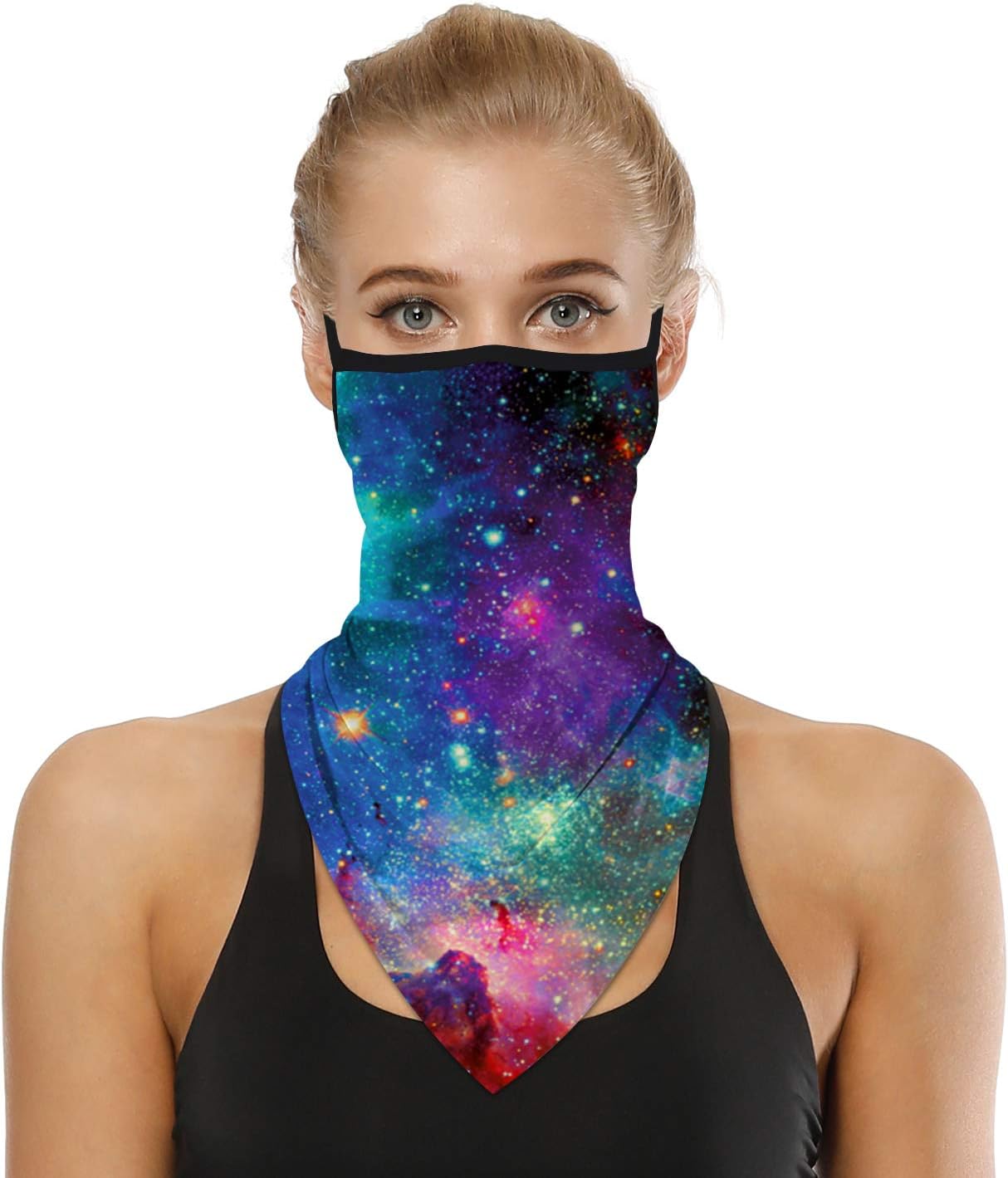 YAYOUREL Neck Gaiter Face Mask Bandanas for Men Women UV Face Scarf Cover Ear Loop Hole Facemask for Fishing Running Cycling