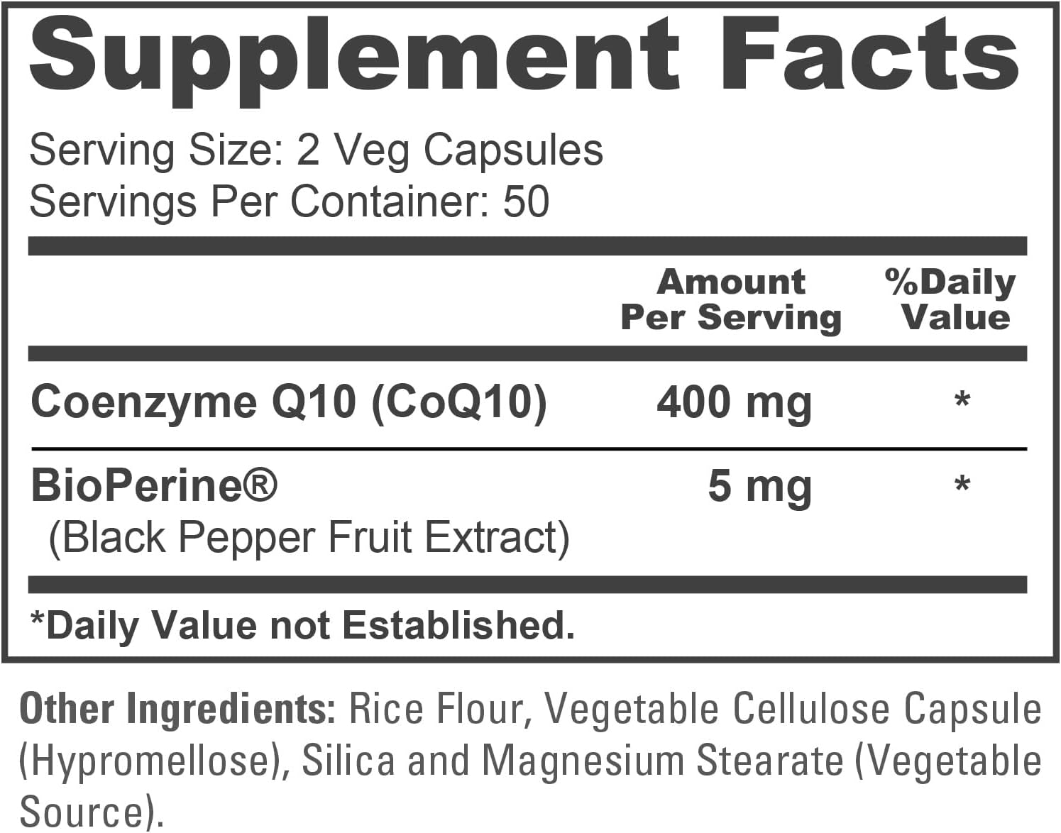 NusaPure CoQ10 400mg, Non-GMO, Vegan, 100 Veggie Capsules - 50 Servings