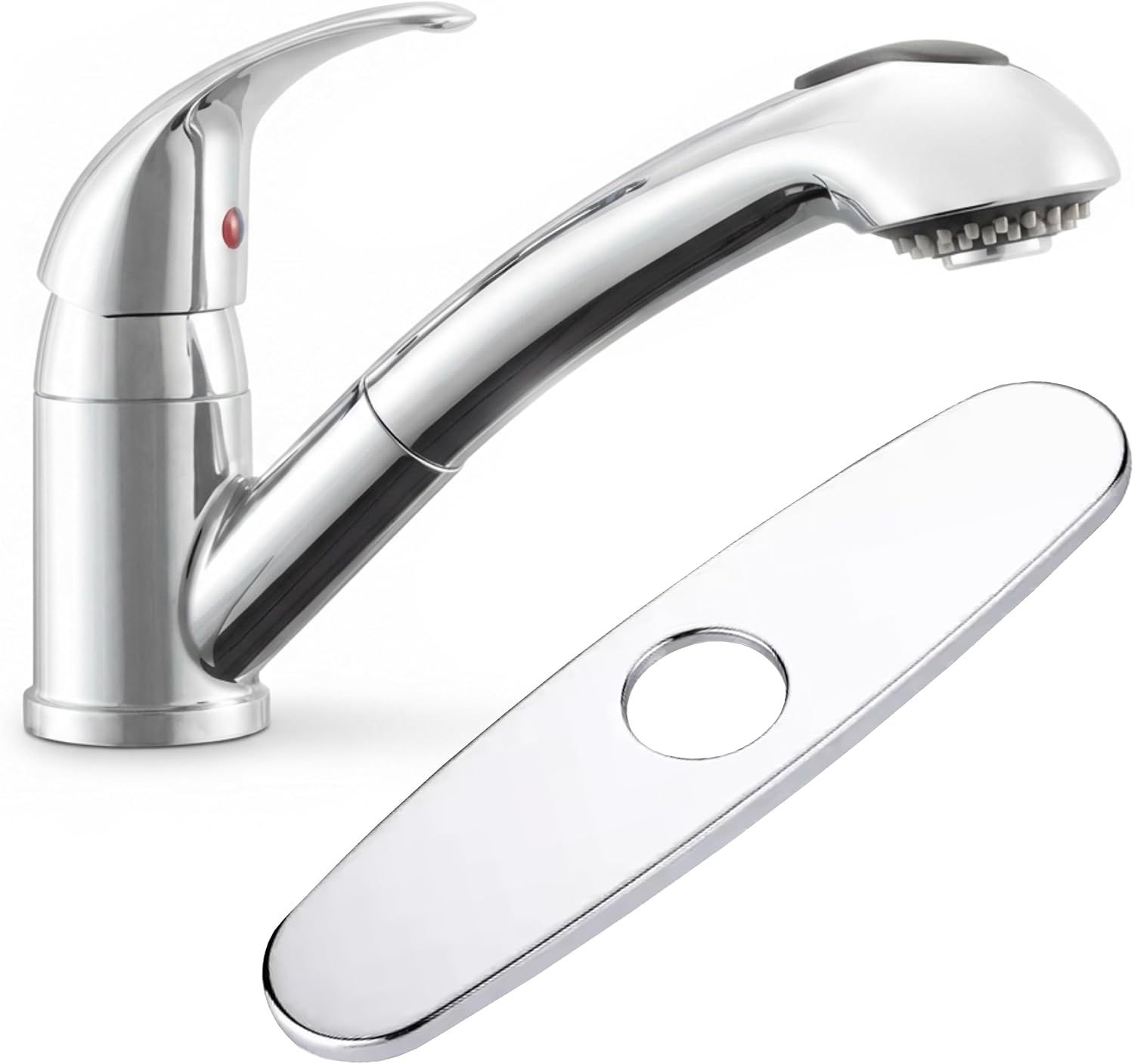 Dura Faucet DF-NMK852-WT RV Pull-Out Swivel Kitchen Sink Faucet (White) | One-hole, single-handle design with smooth lever control for galley cleanup. Easy DIY install with common hand tools.
