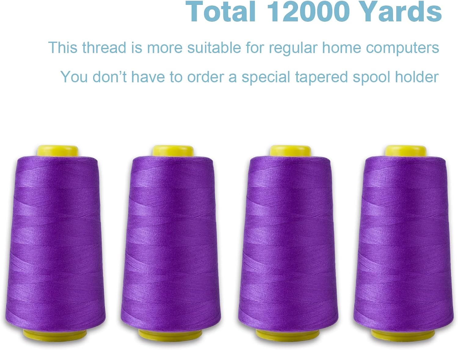 Black Serger Thread, All-Purpose Thread for Sewing, Polyester, 4 Cones of 3000 Yards Each Spool for Sewing Machine