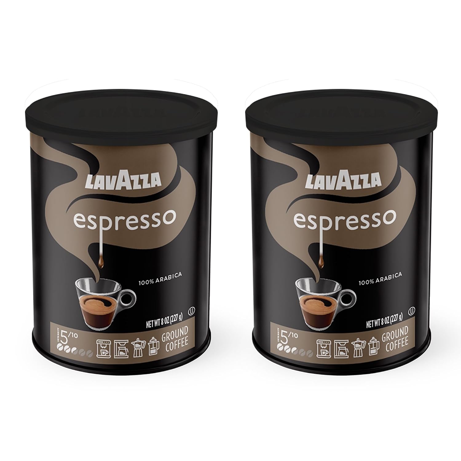 Lavazza Espresso Ground Coffee, Medium Roast, 100% Arabica, 8 oz Tin (Pack of 4)