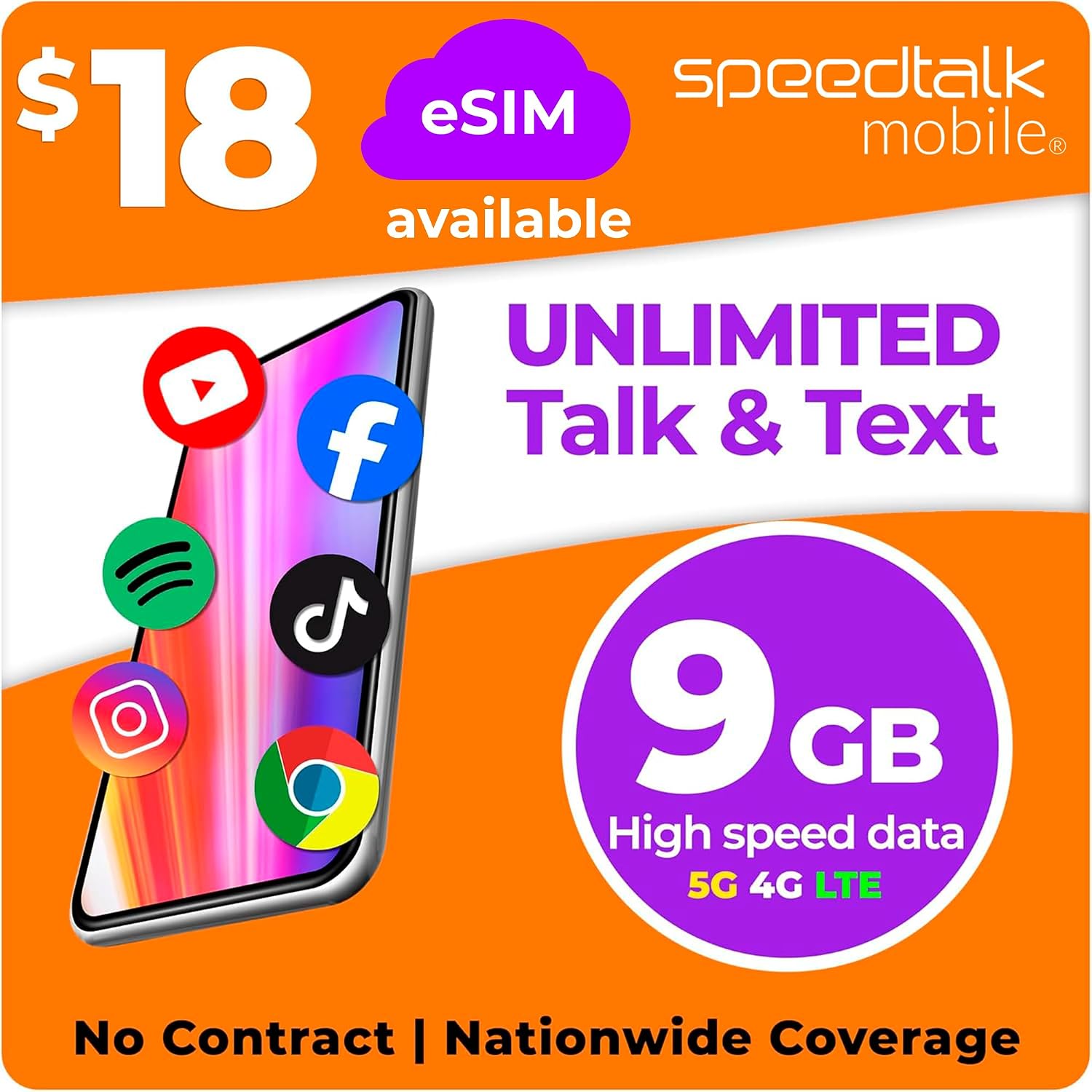 $5 Prepaid SIM Card – Top Value Plan for Smartphones & Cellphones | 100 Minutes, 100 Texts, 100MB Data | 5G/4G LTE | Triple-Cut (Mini, Micro, Nano) | No Contract – 30-Day Service