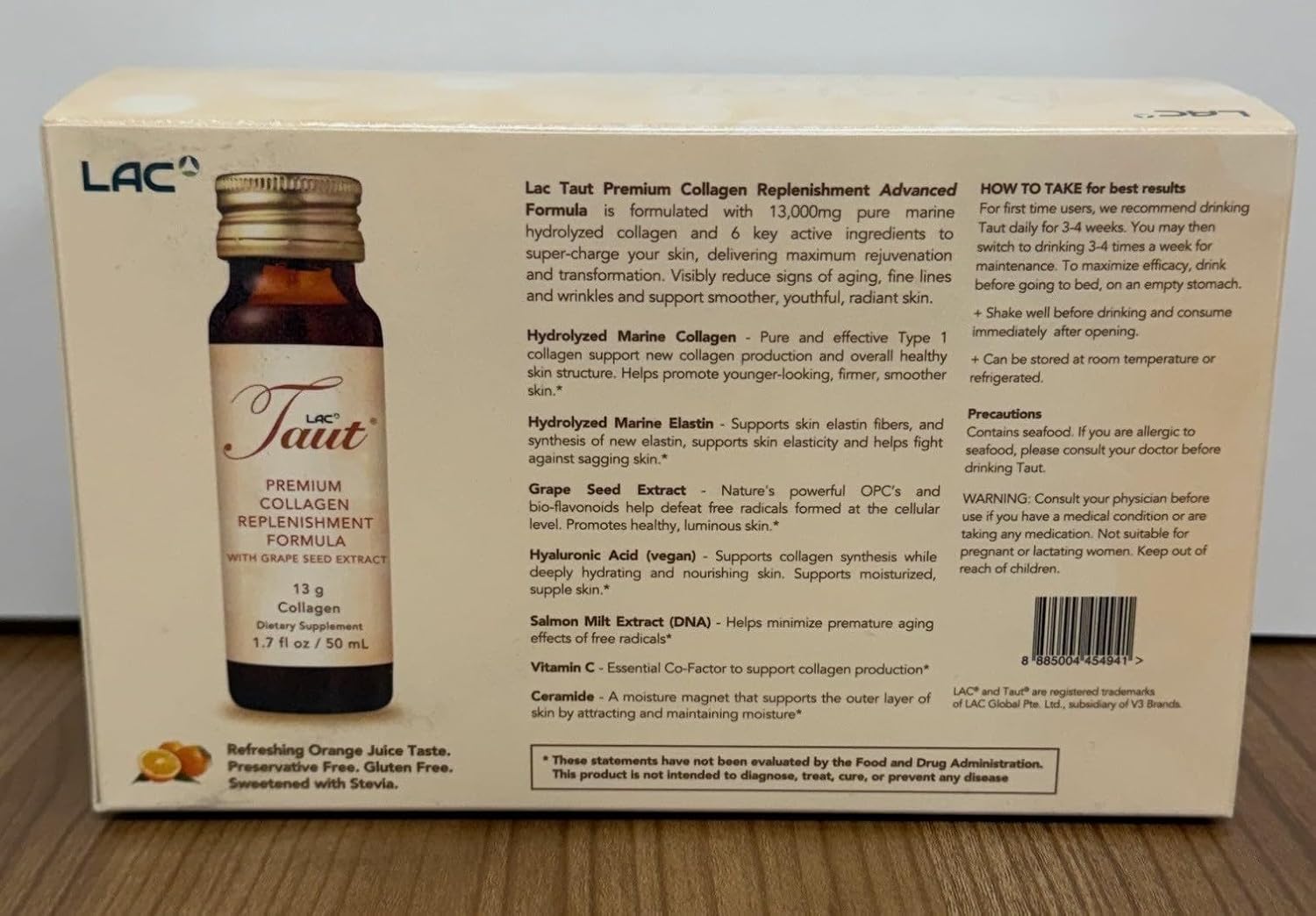 TAUT Liquid Collagen for Women – 13,000mg Marine Collagen Drink with Hyaluronic Acid, Grape Seed & Elastin – Visible Skin, Hair & Joint Support – 1 Box (8 Bottles Each)
