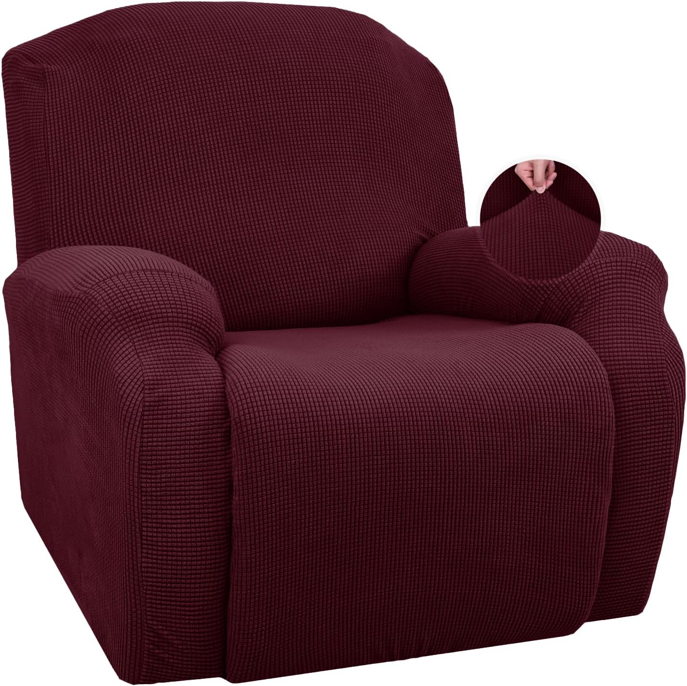 JIVINER Super Stretch Recliner Chair Covers 4 Pieces Sofa Slipcover for Reclining Chair Spandex Soft Recliner Slipcover with Pockets Recliner