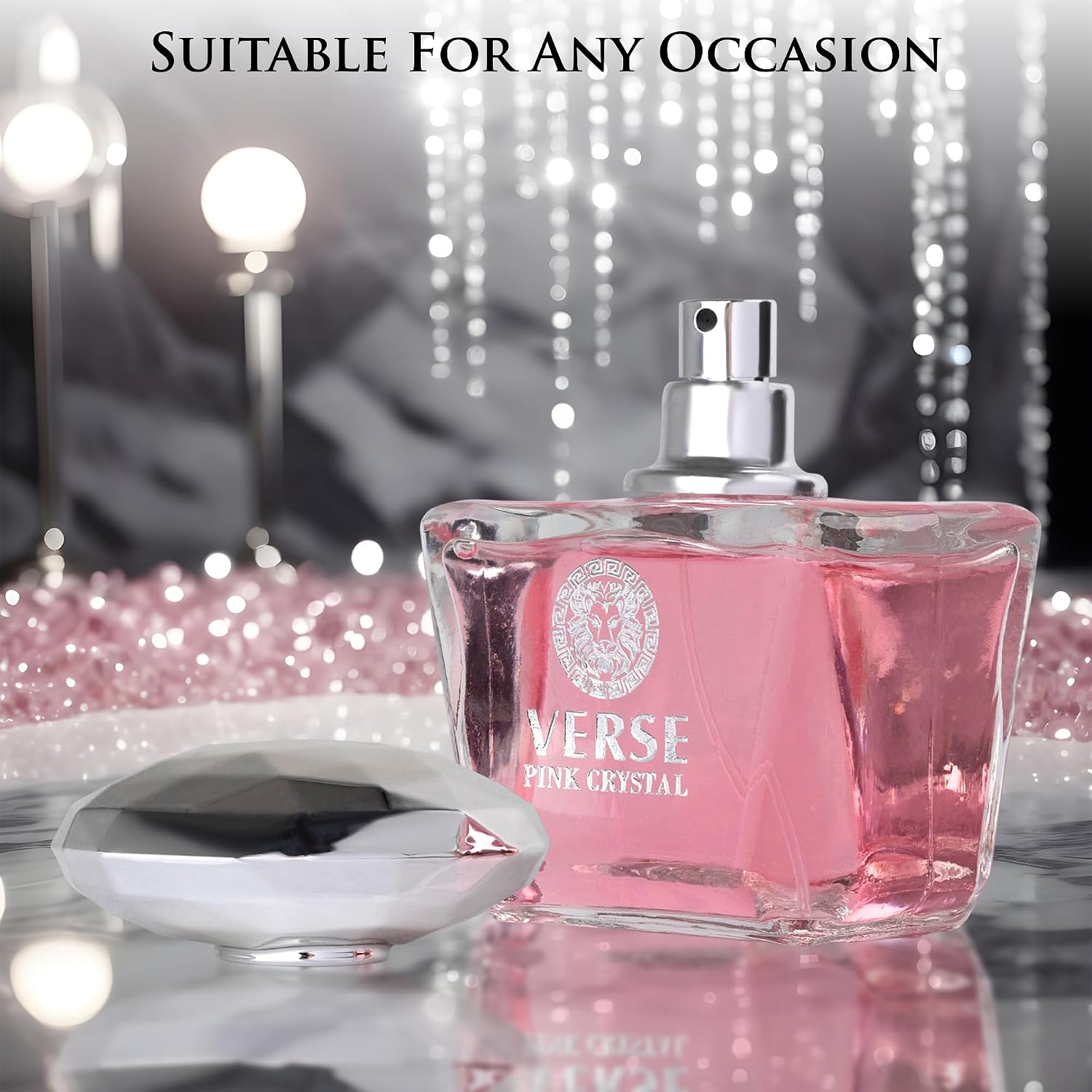Verse Pink Crystal Eau De Parfum for Woman - Top Notes of Pomegranate, Yuzu & Iced Accord - Base Notes of Peony, Lotus, Magnolia, Amber
