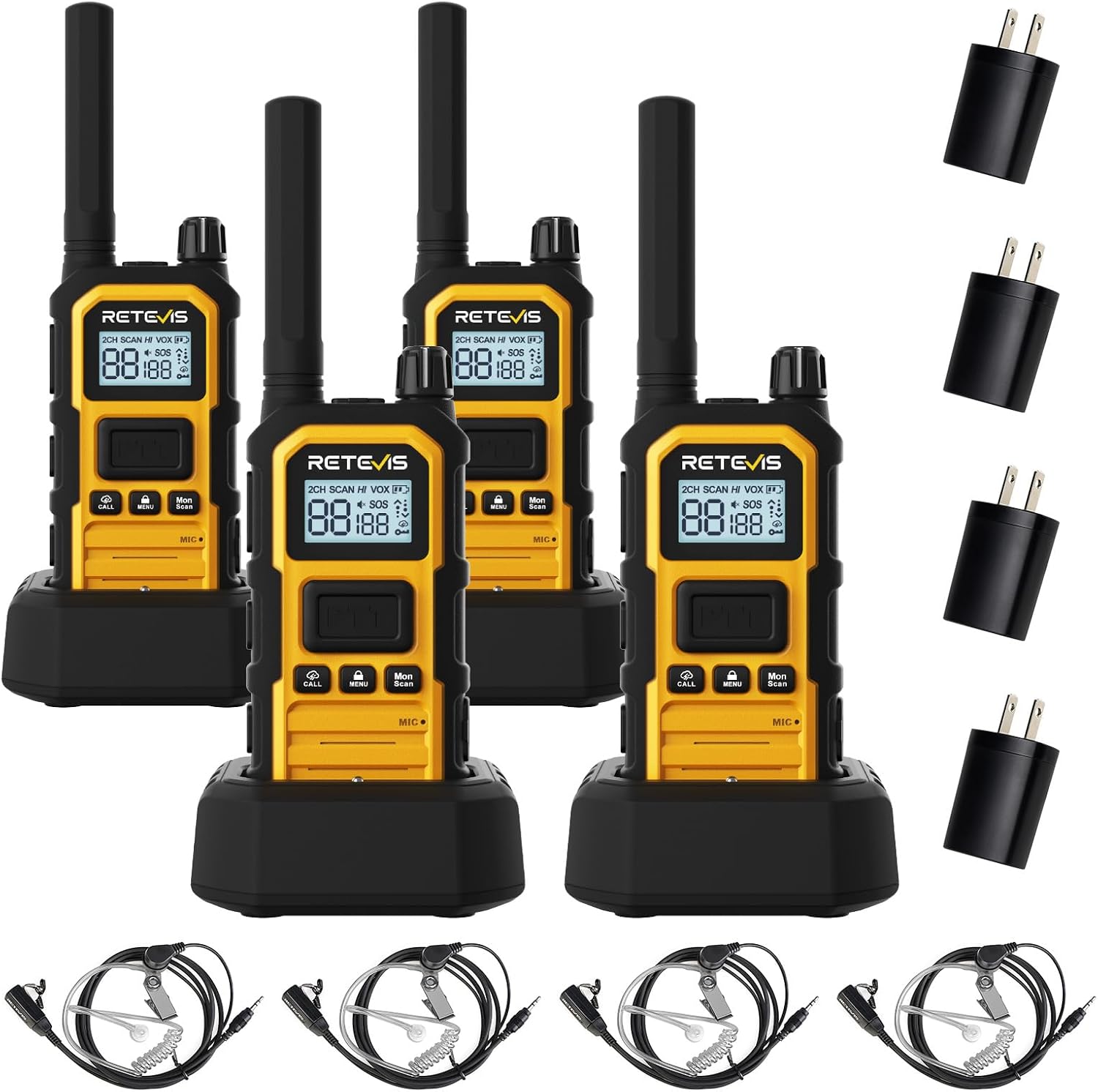 Retevis RB48PLUS GMRS Walkie Talkies Long Range,IP67 Waterproof 2 Way Radio | Repeater Capable, Dual PTT, Vibration Alert, NOAA, SOS, for Hurricane Preparedness, Emergency Communication, Outdoor, 2 Pack