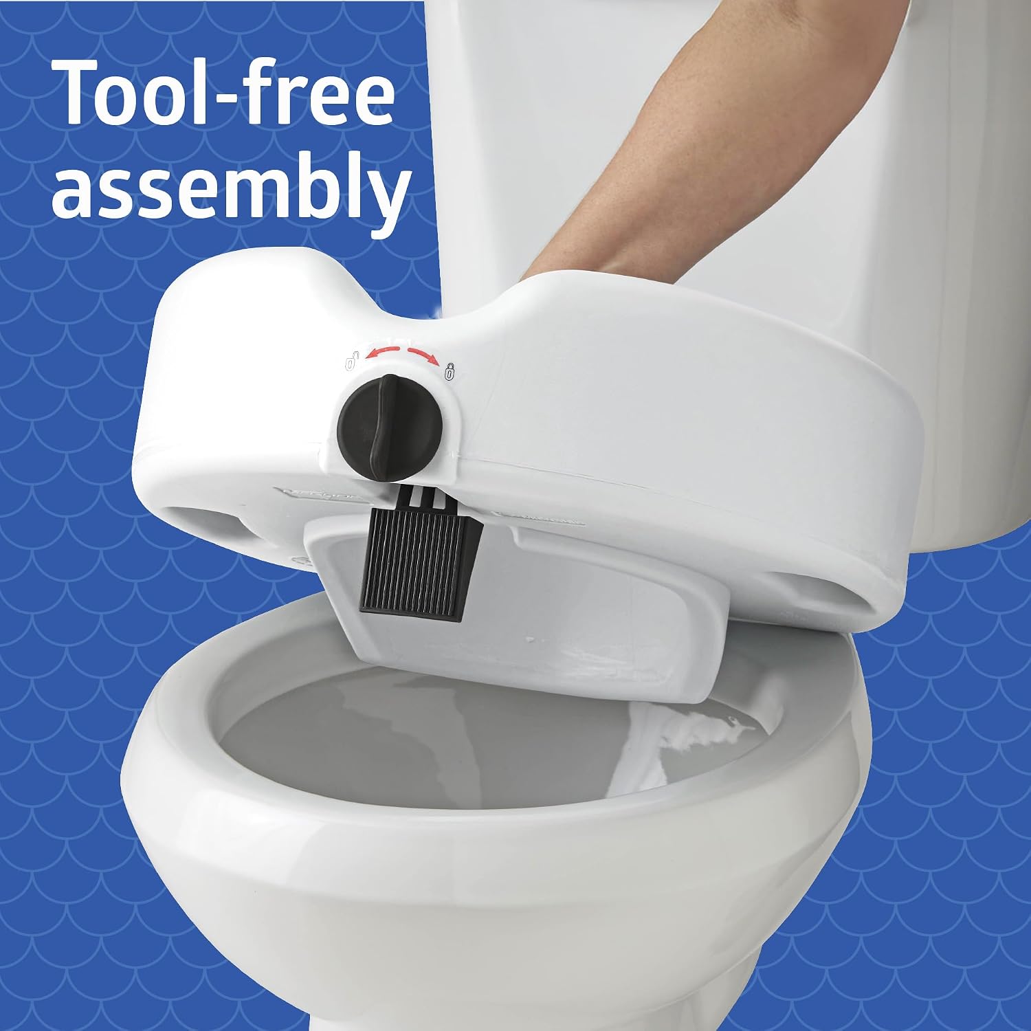 Medline 5" Standard Raised Locking Toilet Seat, 400 lb Capacity | Toilet Riser with Removable Padded Arms, Fits Most Standard Toilets, No Lid, Medical Seat For Adults and Elderly