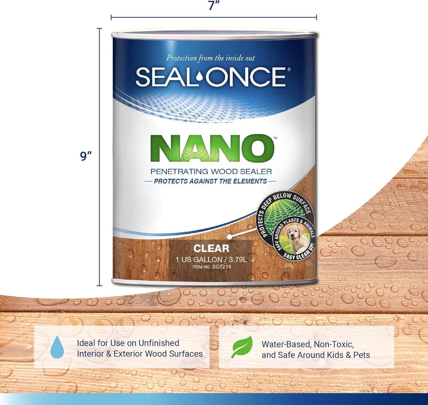 Seal-Once Nano Clear Penetrating Wood Sealer - Premium Waterproof Sealant (Quart)